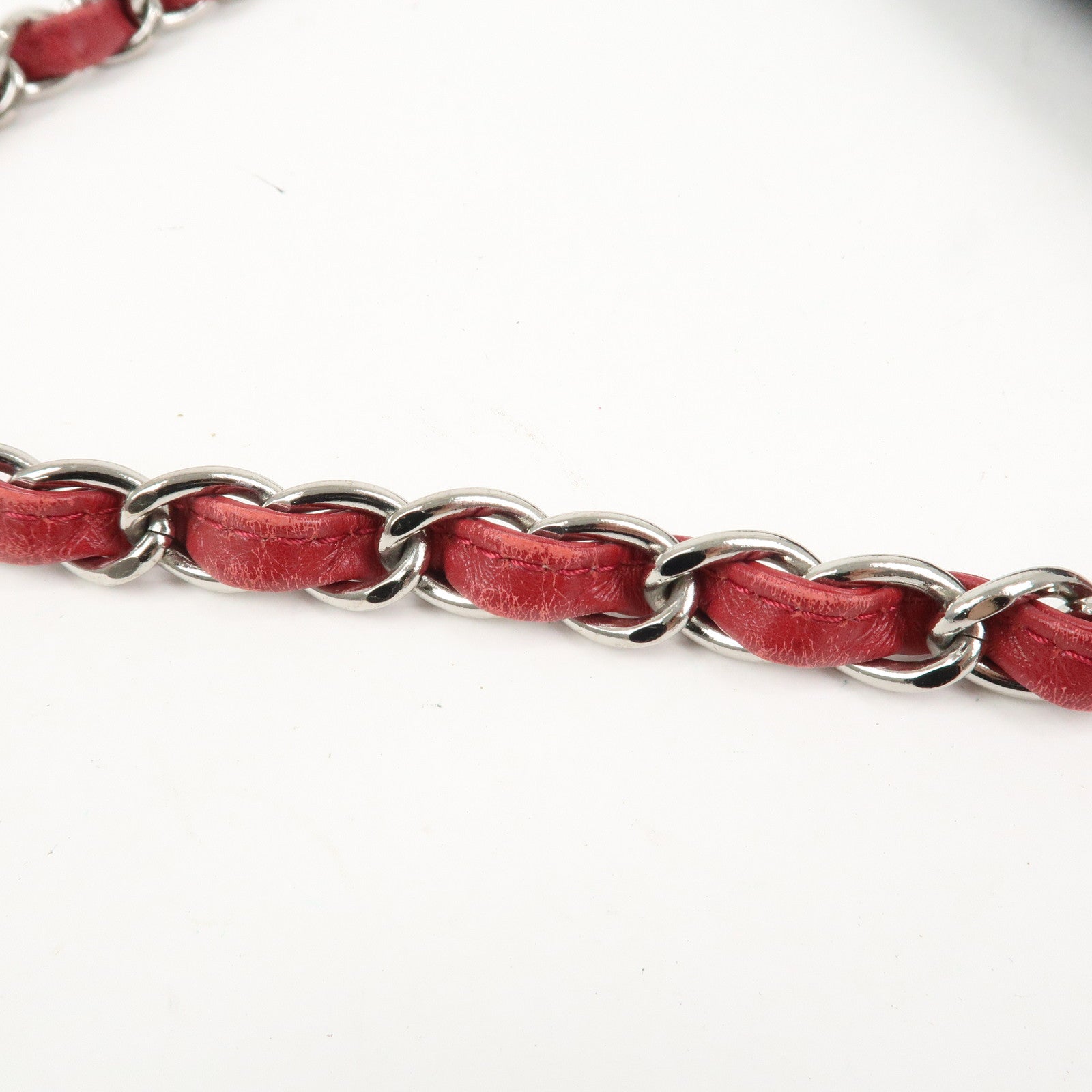 CHANEL No.5 Canvas Leather Chain Shoulder Bag Hand Bag Navy Silver