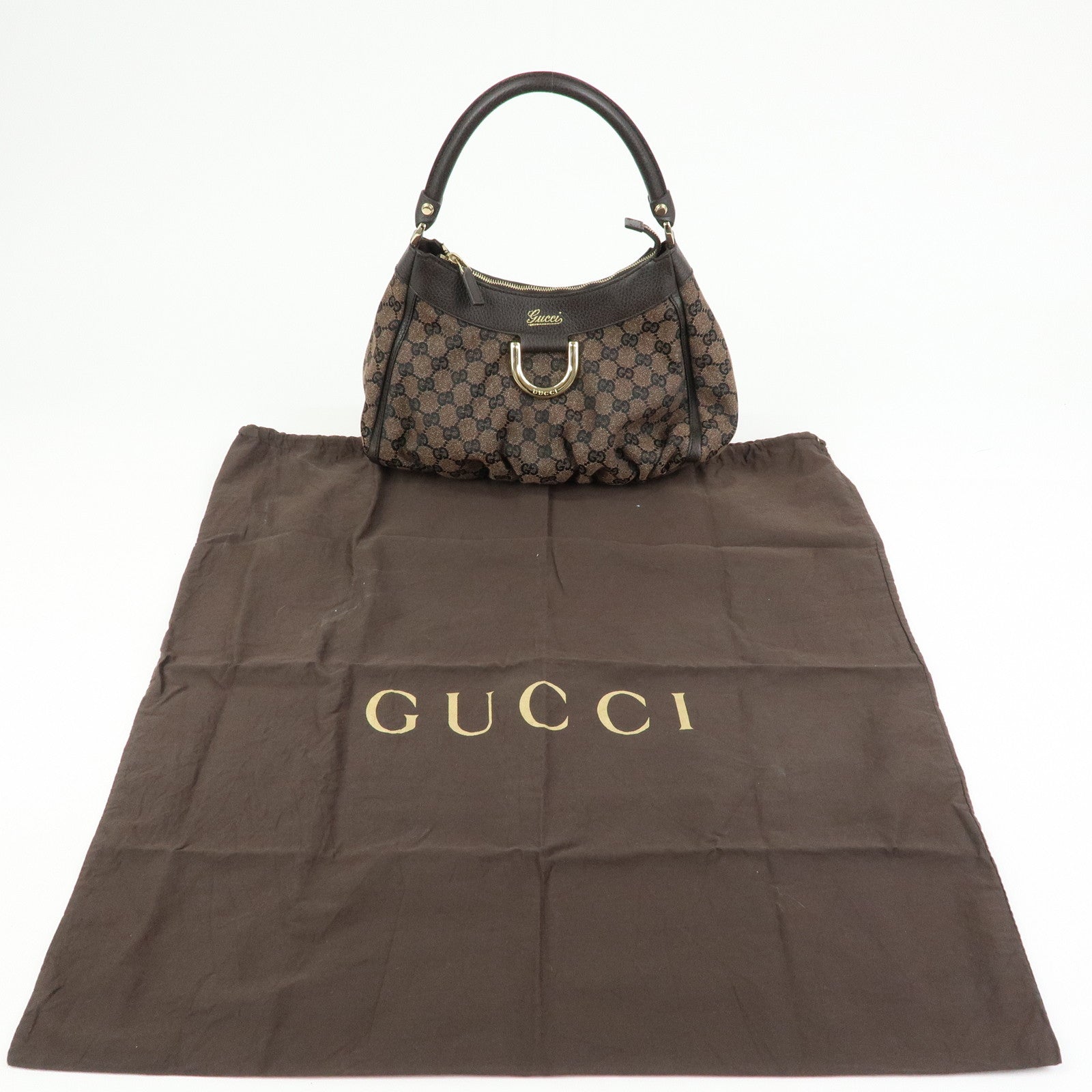 GUCCI Abbey GG Canvas Leather Shoulder Bag Hand Bag Brown 265692