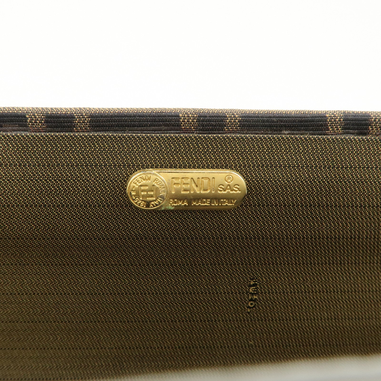 FENDI Zucca Canvas Leather Vanity Bag Makeup Box Brown Black