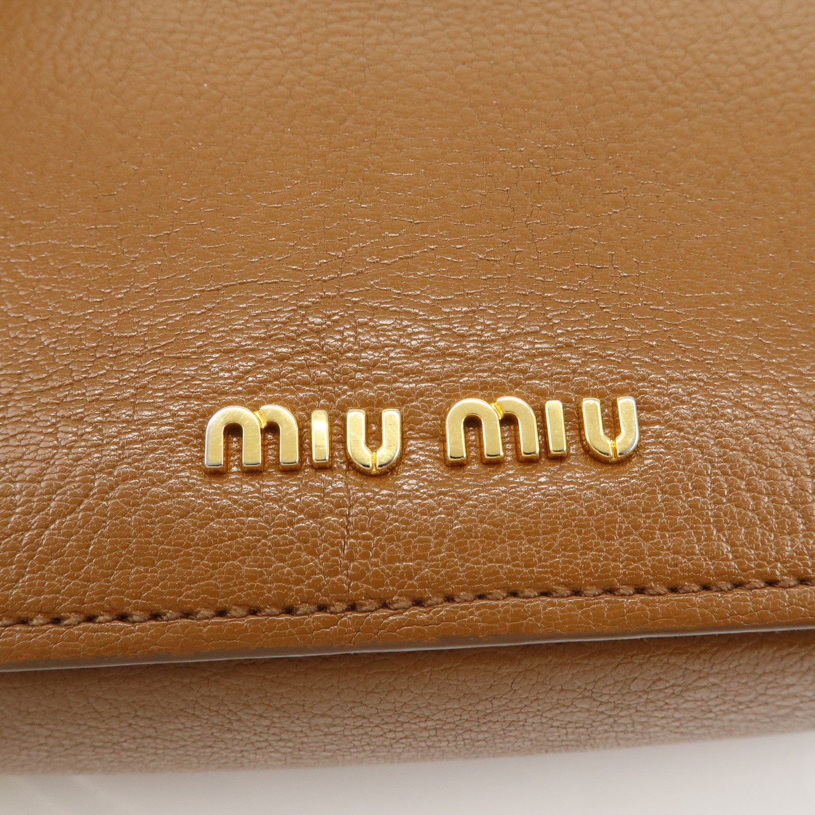 MIU MIU Leather 2Way Bag Hand Bag Brown Gold HDW RN0726 Used