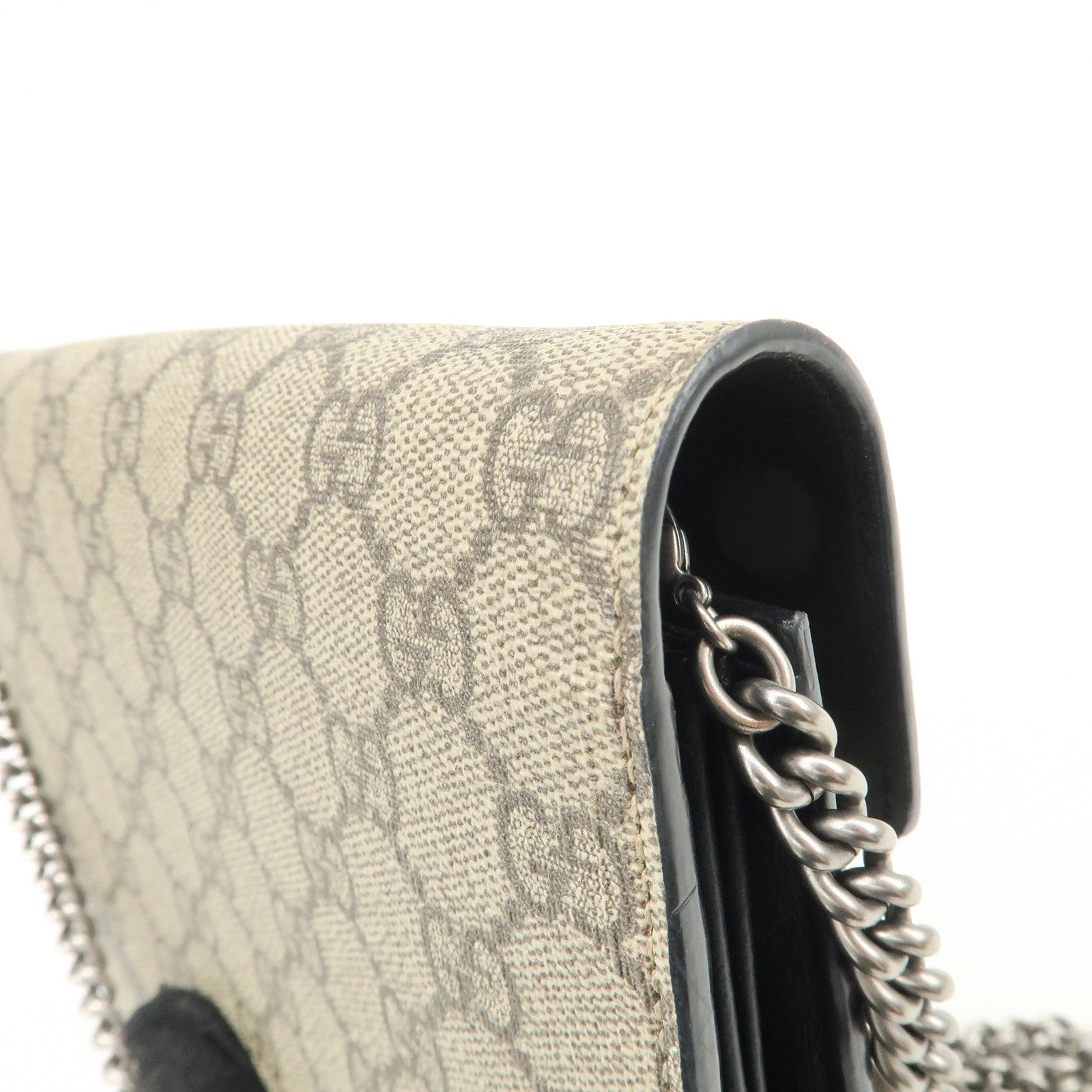 GUCCI Dionysus GG Supreme Chain Shoulder Bag Beige Used