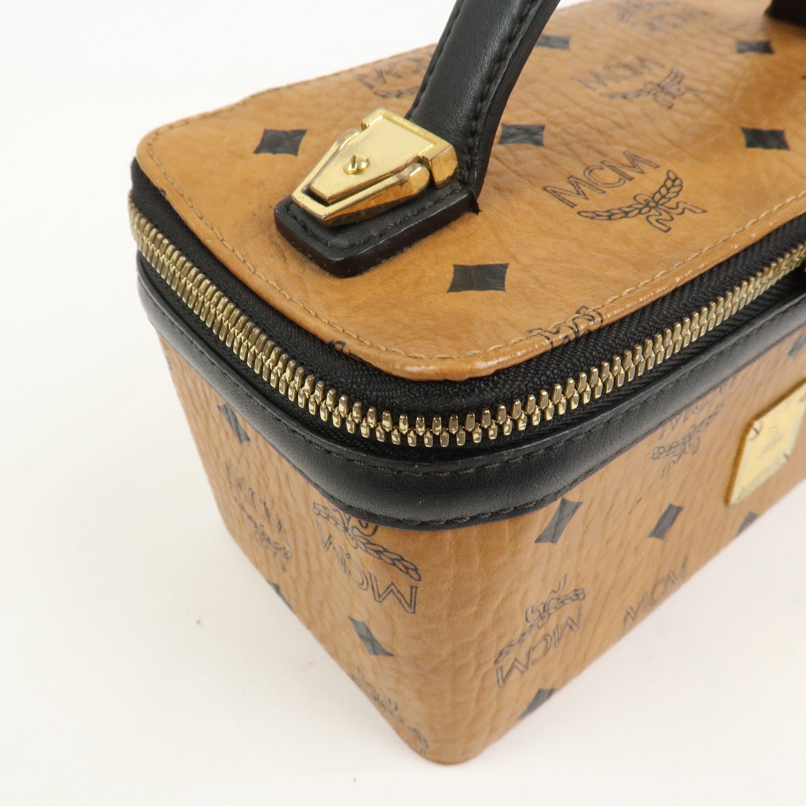 MCM Visetos Leather 2Way Vanity Bag Shoulder Bag Brown