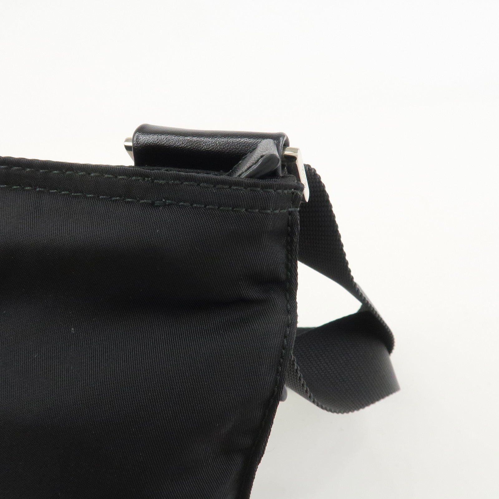 PRADA Triangle Logo Nylon Leather Shoulder Bag Crossbody Bag Black