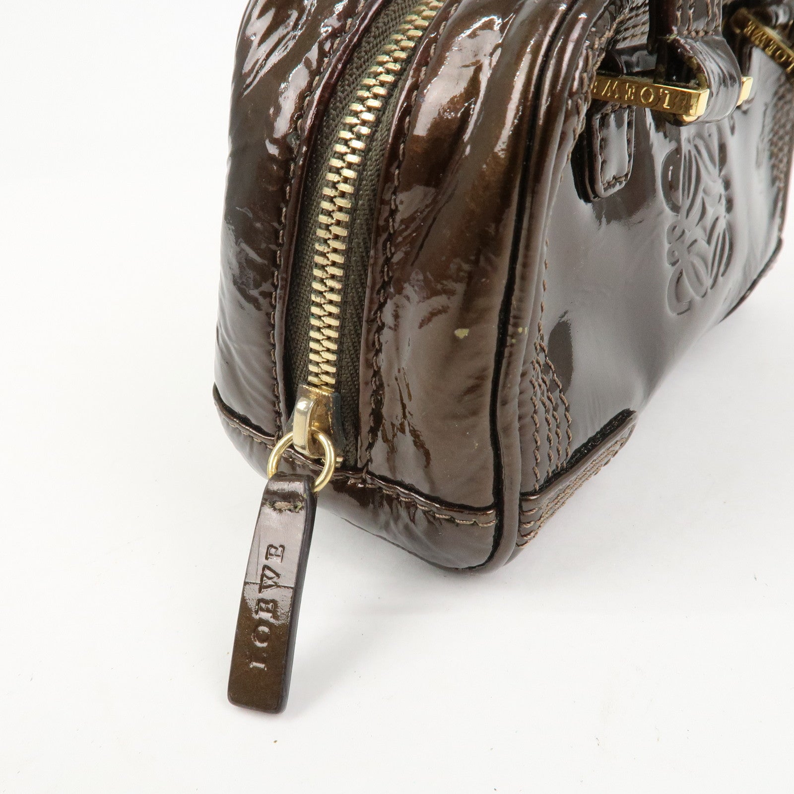 LOEWE Anagram Leather Micro Mini Amazona 2Way Shoulder Bag Brown