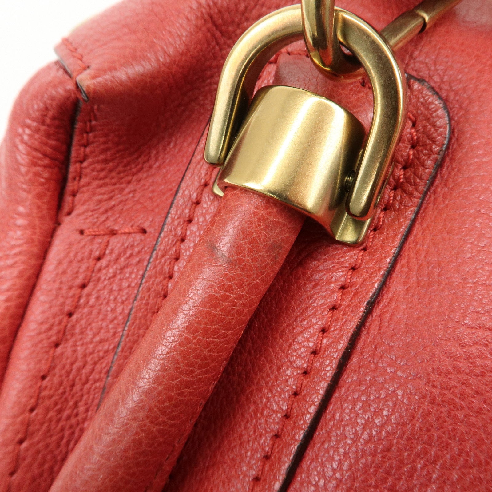 Chloe Paraty Leather 2Way Bag Shoulder Bag Hand Bag Red