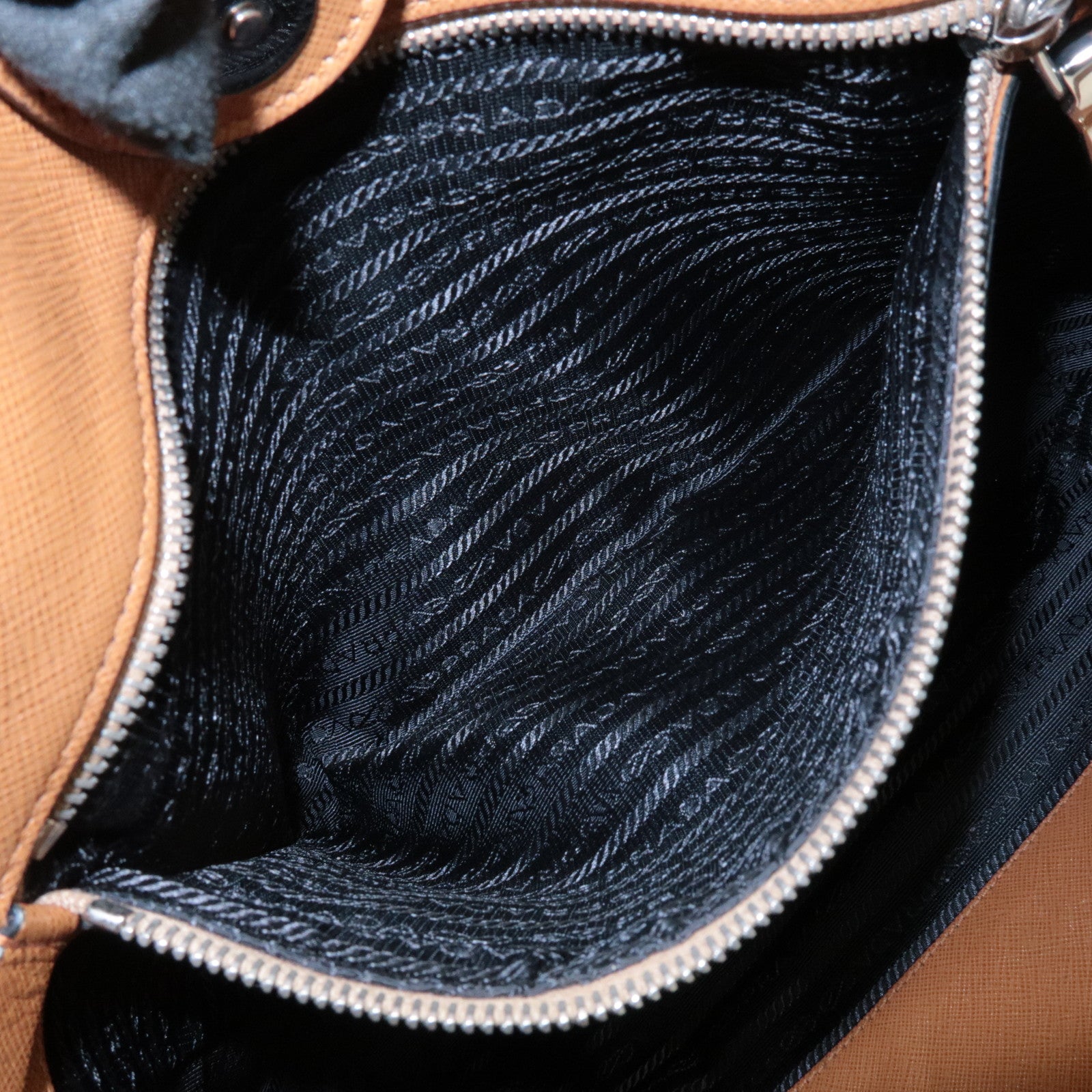 PRADA Triangle Logo Saffiano Leather 2Way Tote Bag Brown BN2666