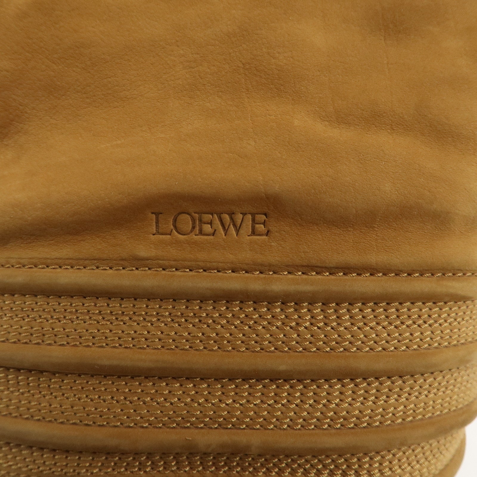 LOEWE Anagram Suede Drawstring Hand Bag Brown