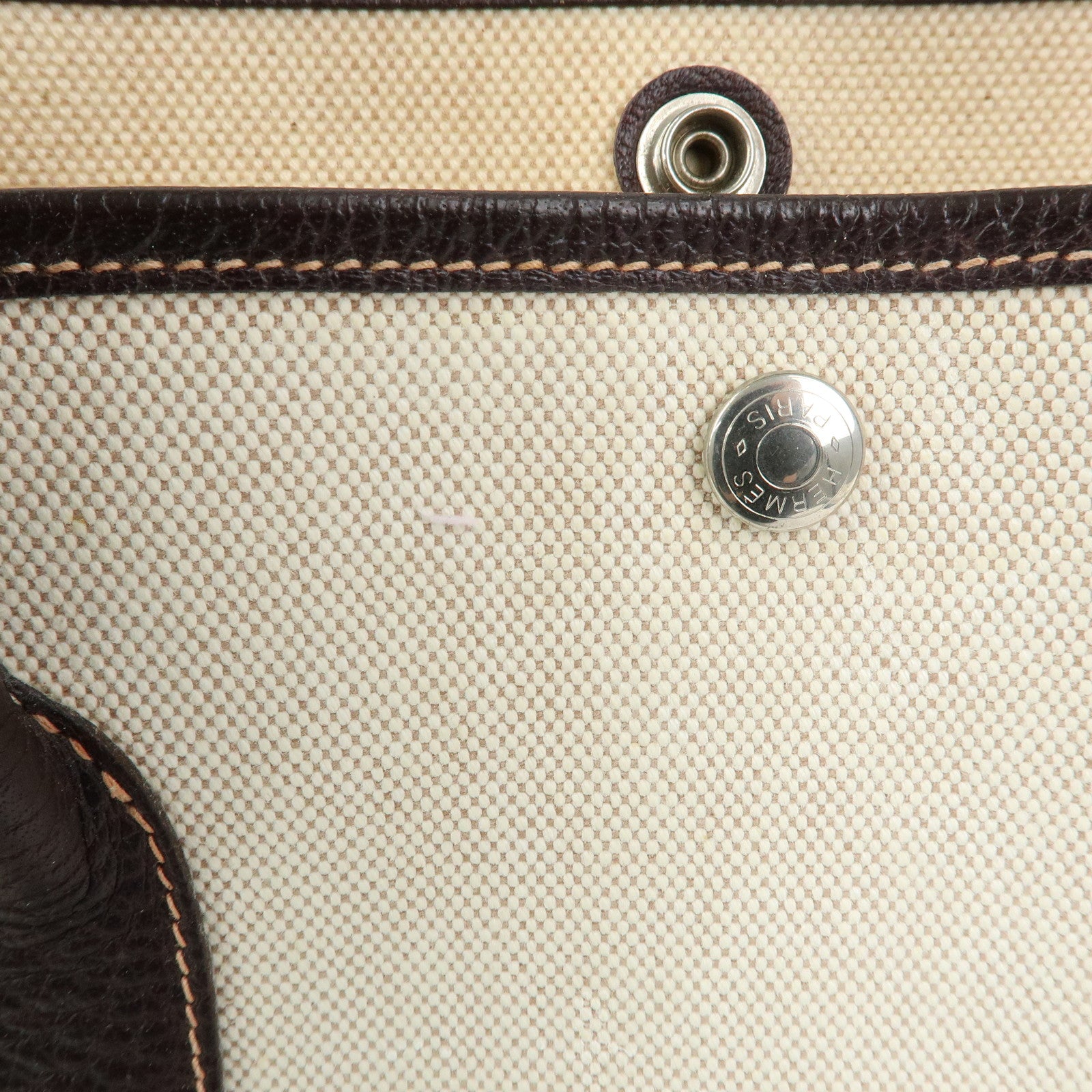 HERMES Toile Ash Canvas Negonda Garden Party PM Tote Bag □H Stamped