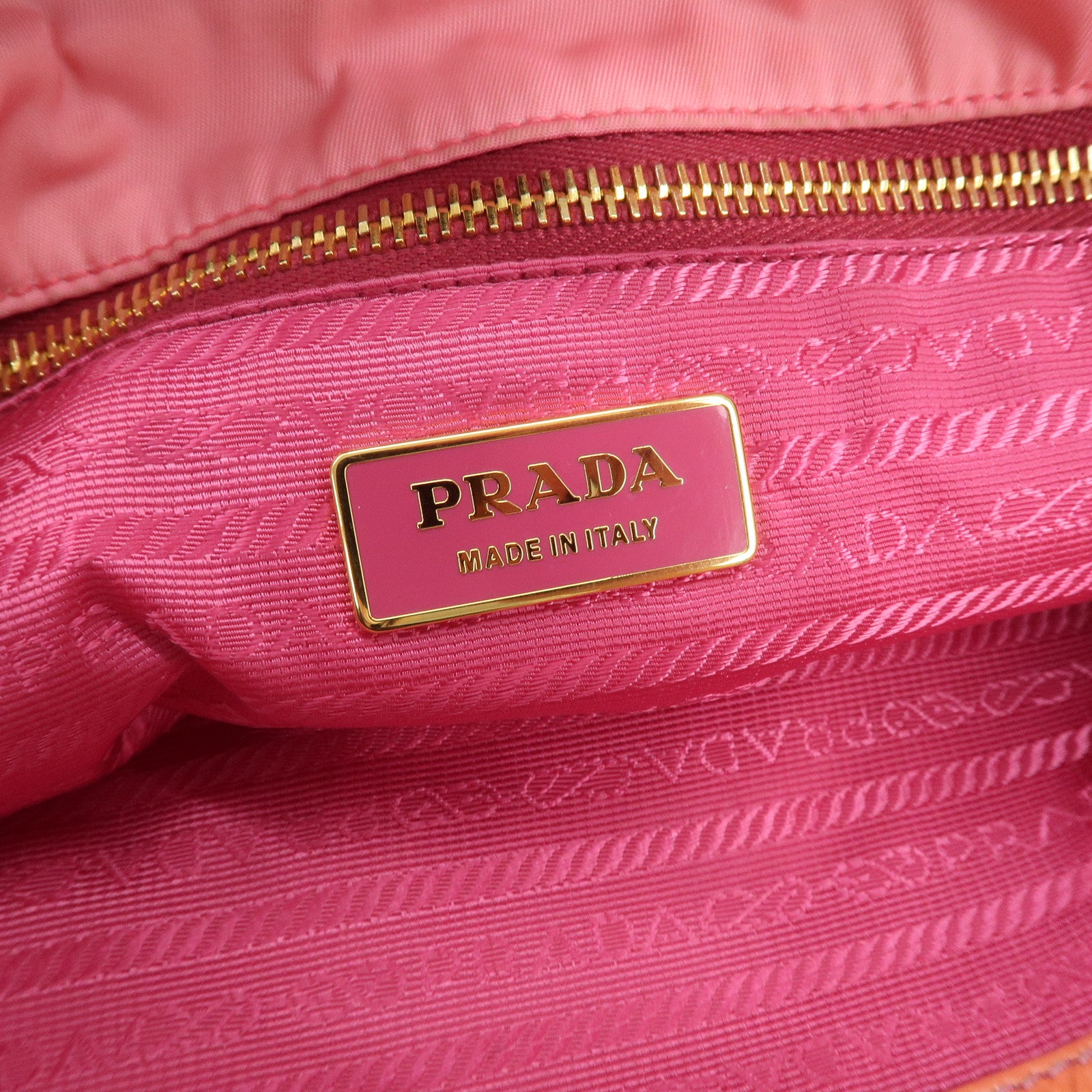 PRADA Triangle Logo Nylon Patent Leather Tote Bag Shoulder Bag Pink