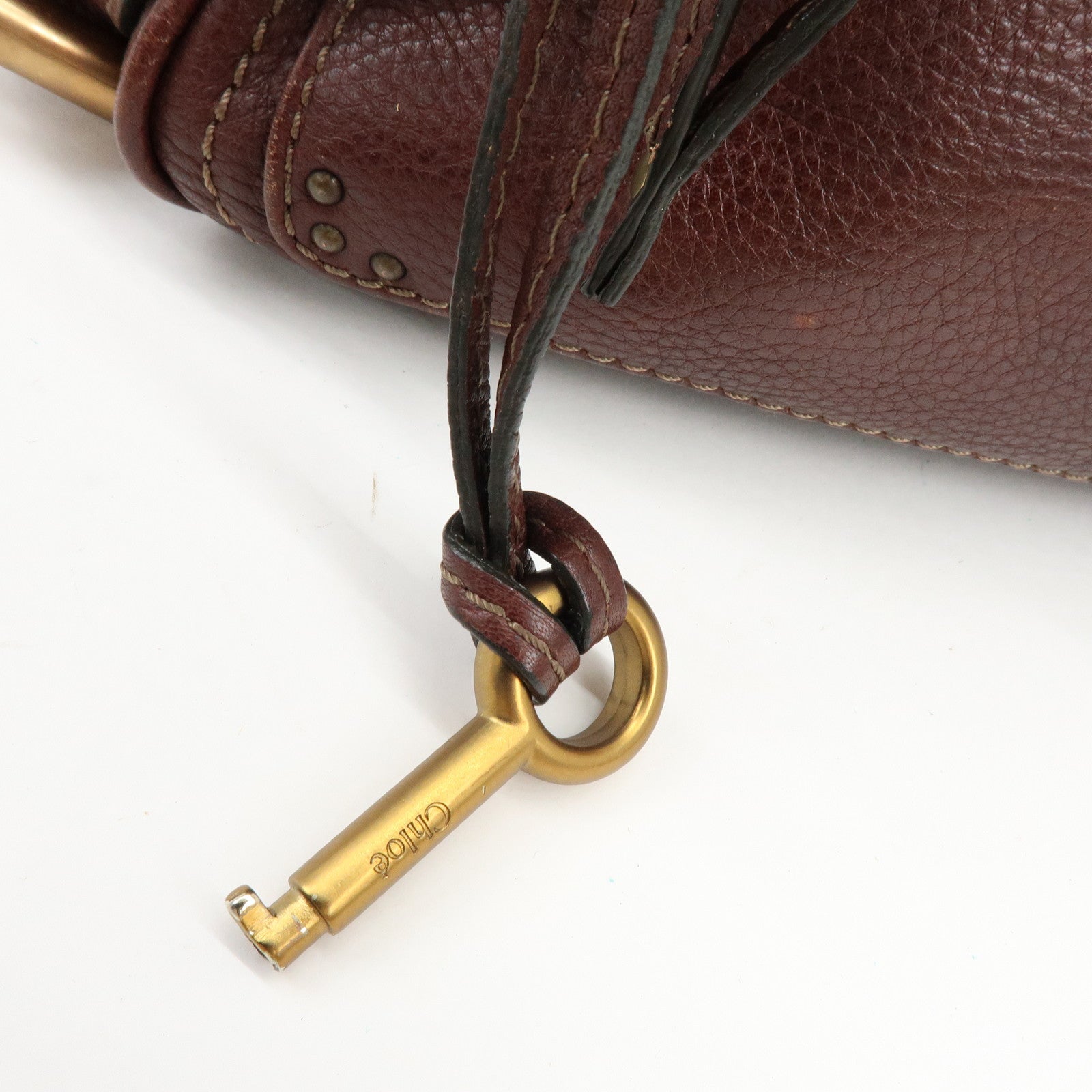 Chloe Paddington Leather Hand Bag Boston Bag Medium Brown