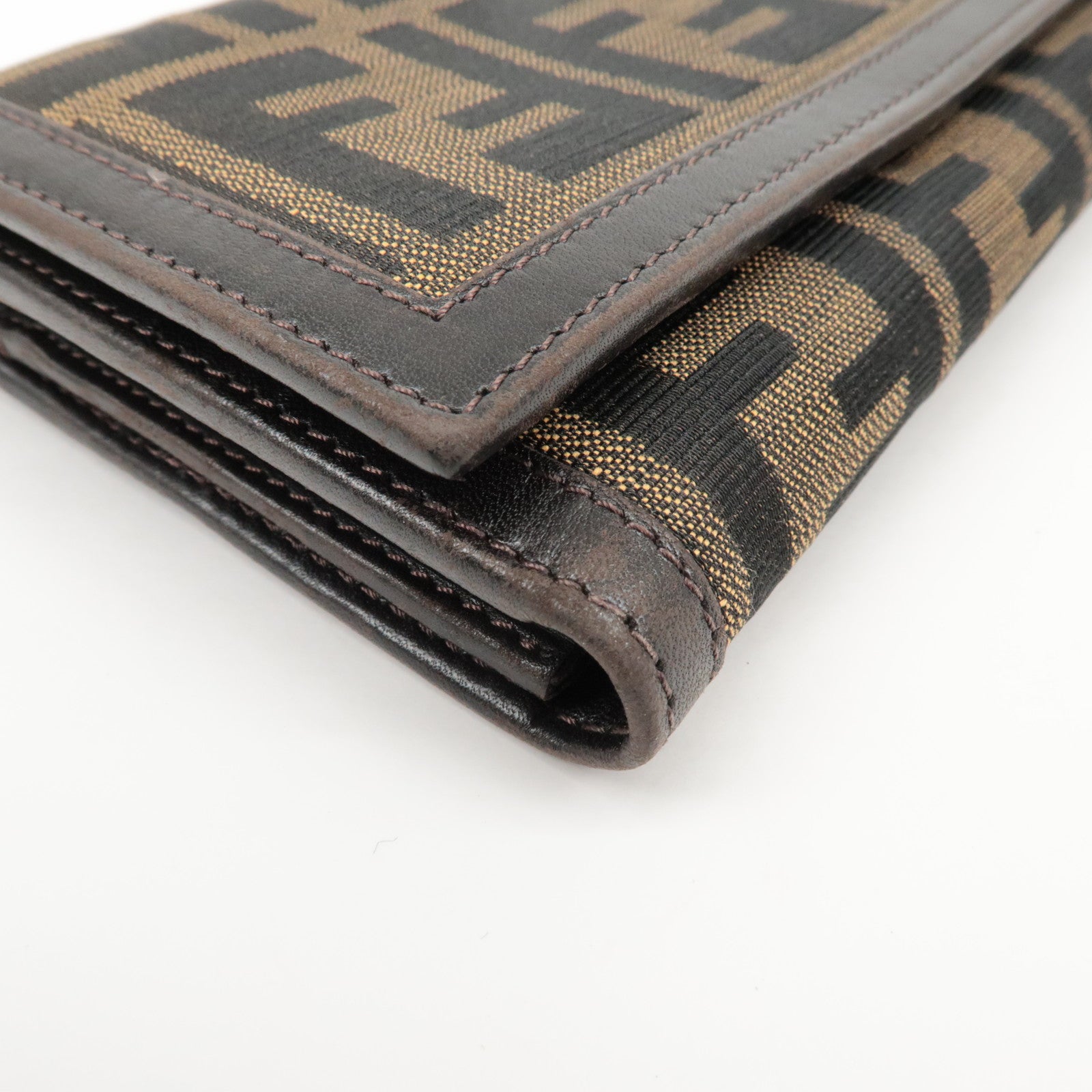 FENDI Zucca Set of 2 Canvas Leather Wallet Brown Black 8M0029 2270 Used