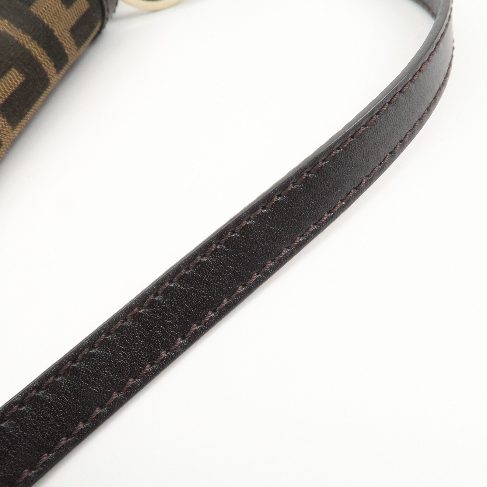 FENDI Zucca Canvas Leather Shoulder Bag Hand Bag Brown 8BR445