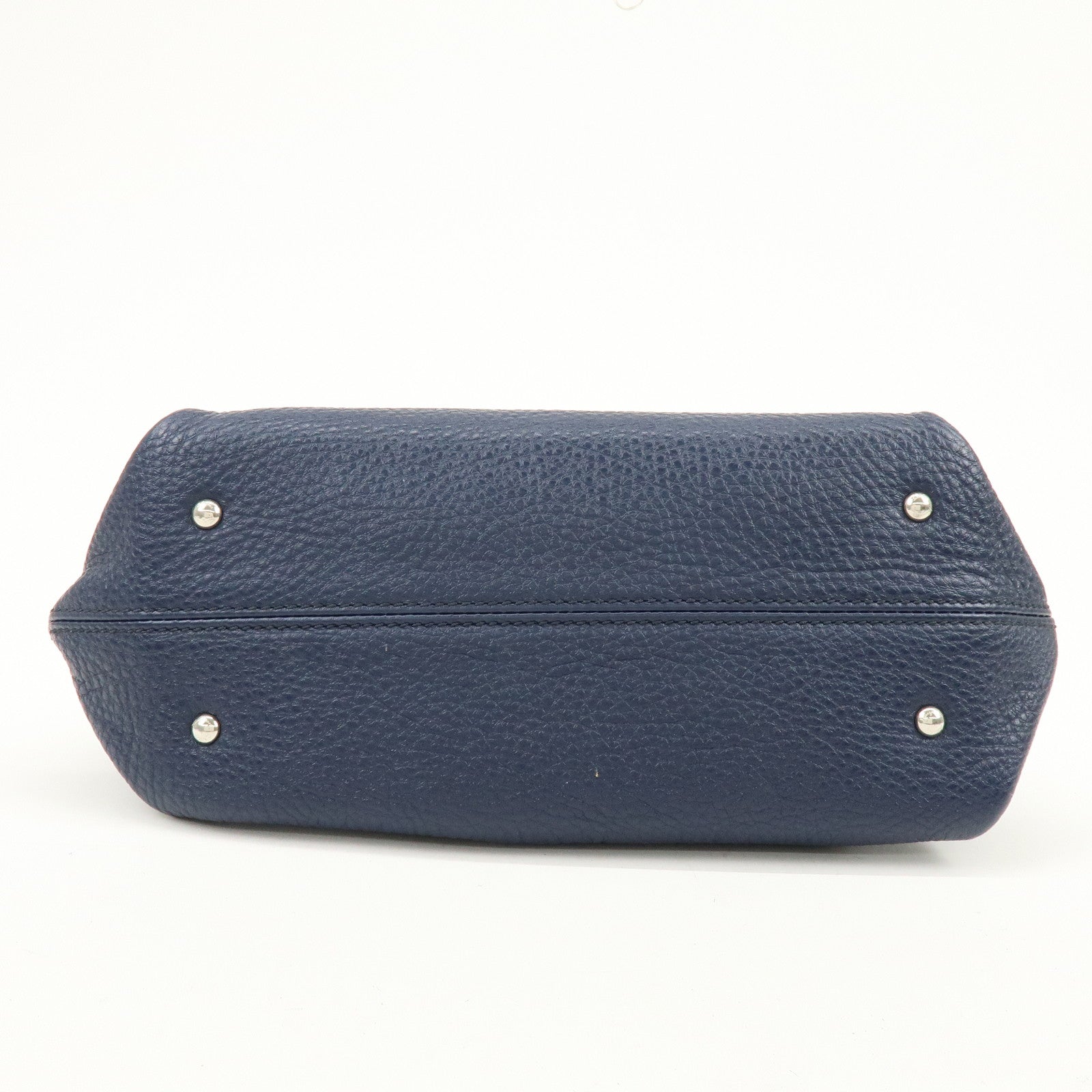Ferragamo Gancini Leather Hand Bag Navy
