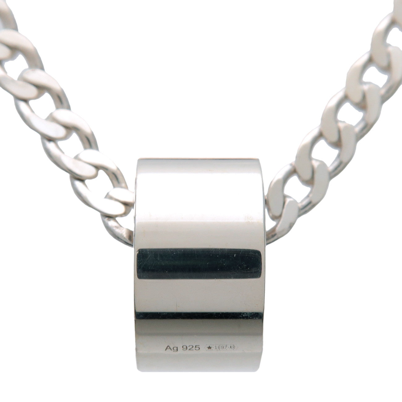 GUCCI Logo Cut Out G Necklace SV925 Silver 223351