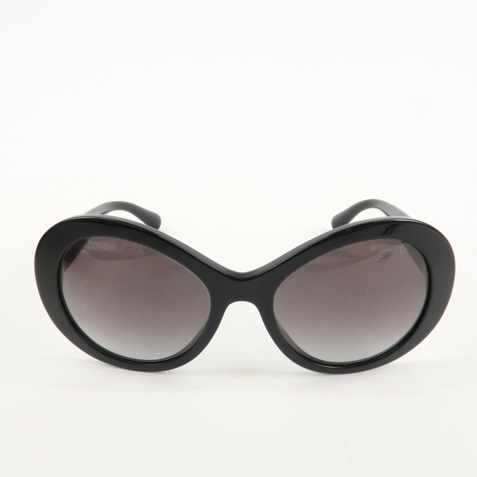 CHANEL COCO Mark Plastic Sunglasses 56□19 Black 5372-A Used