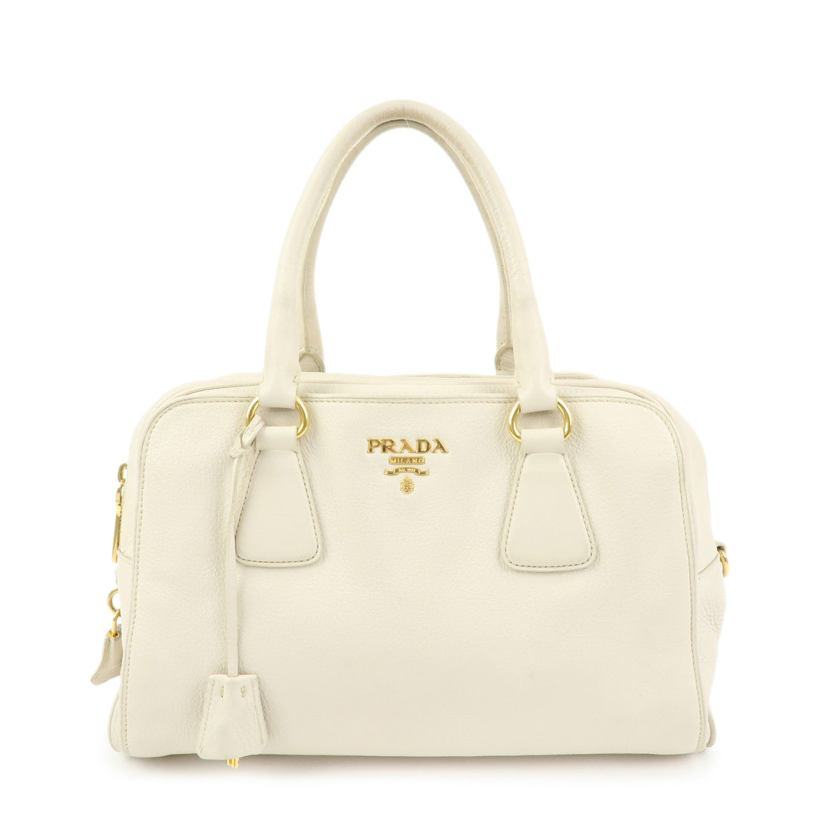 PRADA Vitello Daino Leather Hand Bag Ivory BL0804