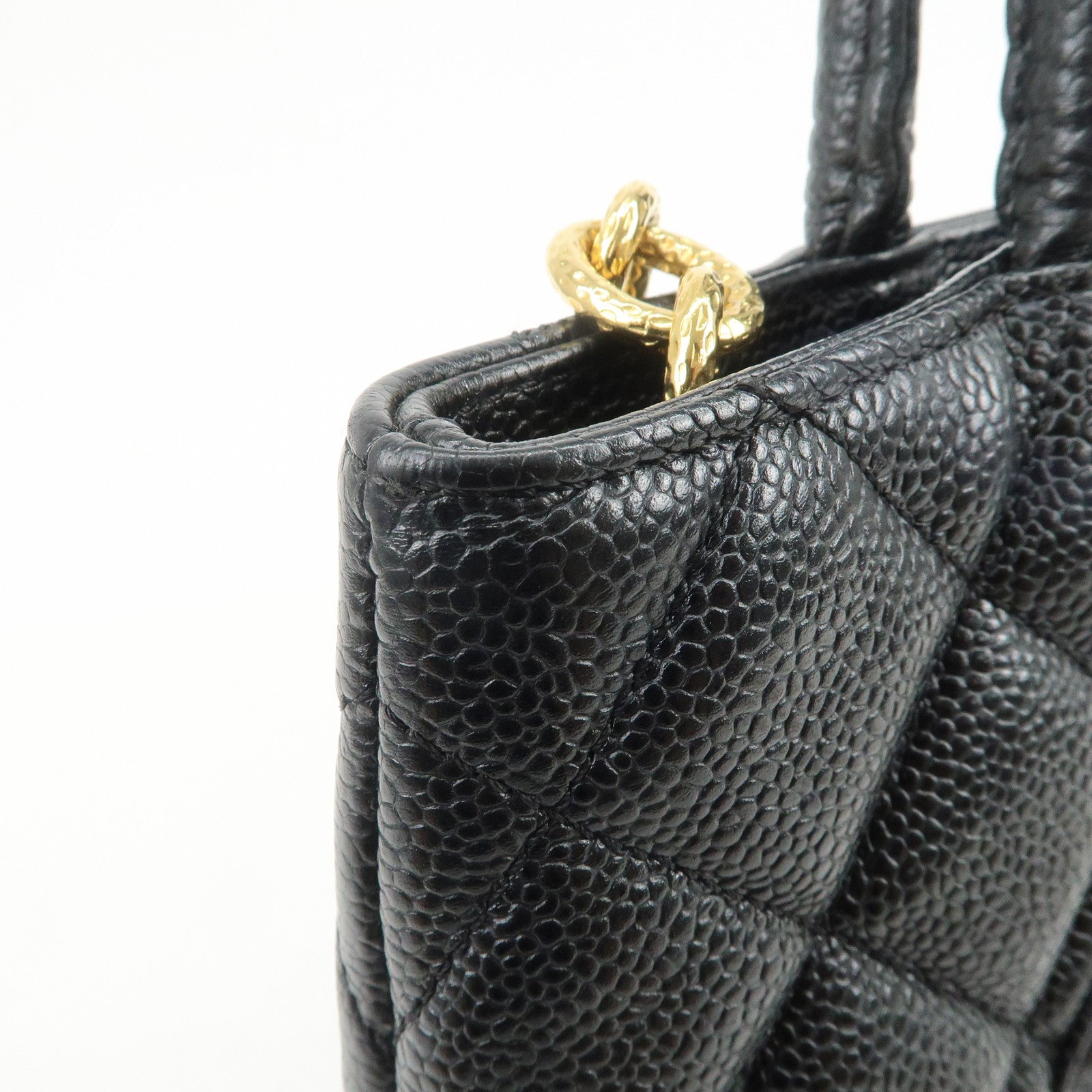 CHANEL Matelasse COCO Mark Medallion Tote Bag Hand Bag Black A01804