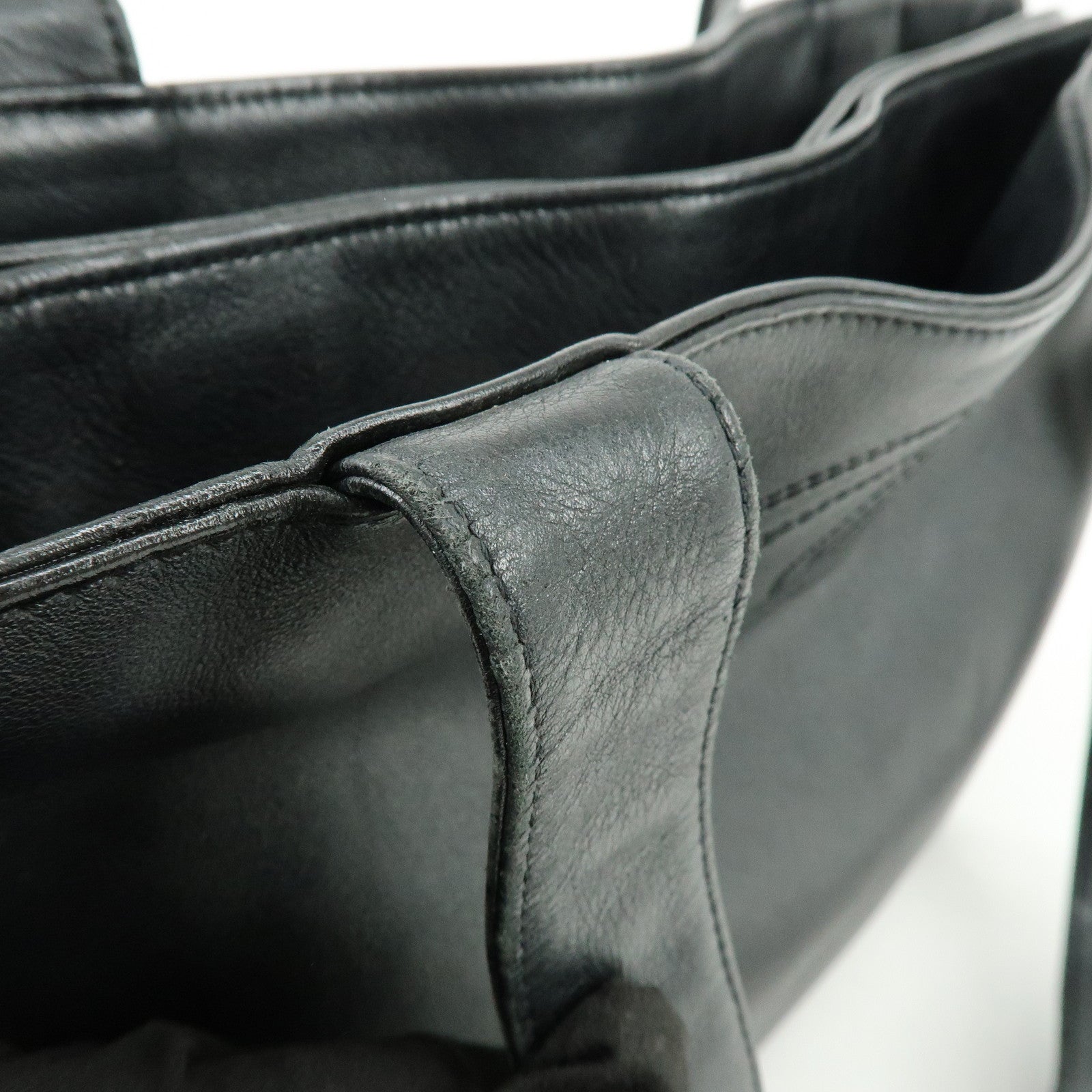 CHANEL Calf Leather Tote Bag Shoulder Bag Hand Bag Black