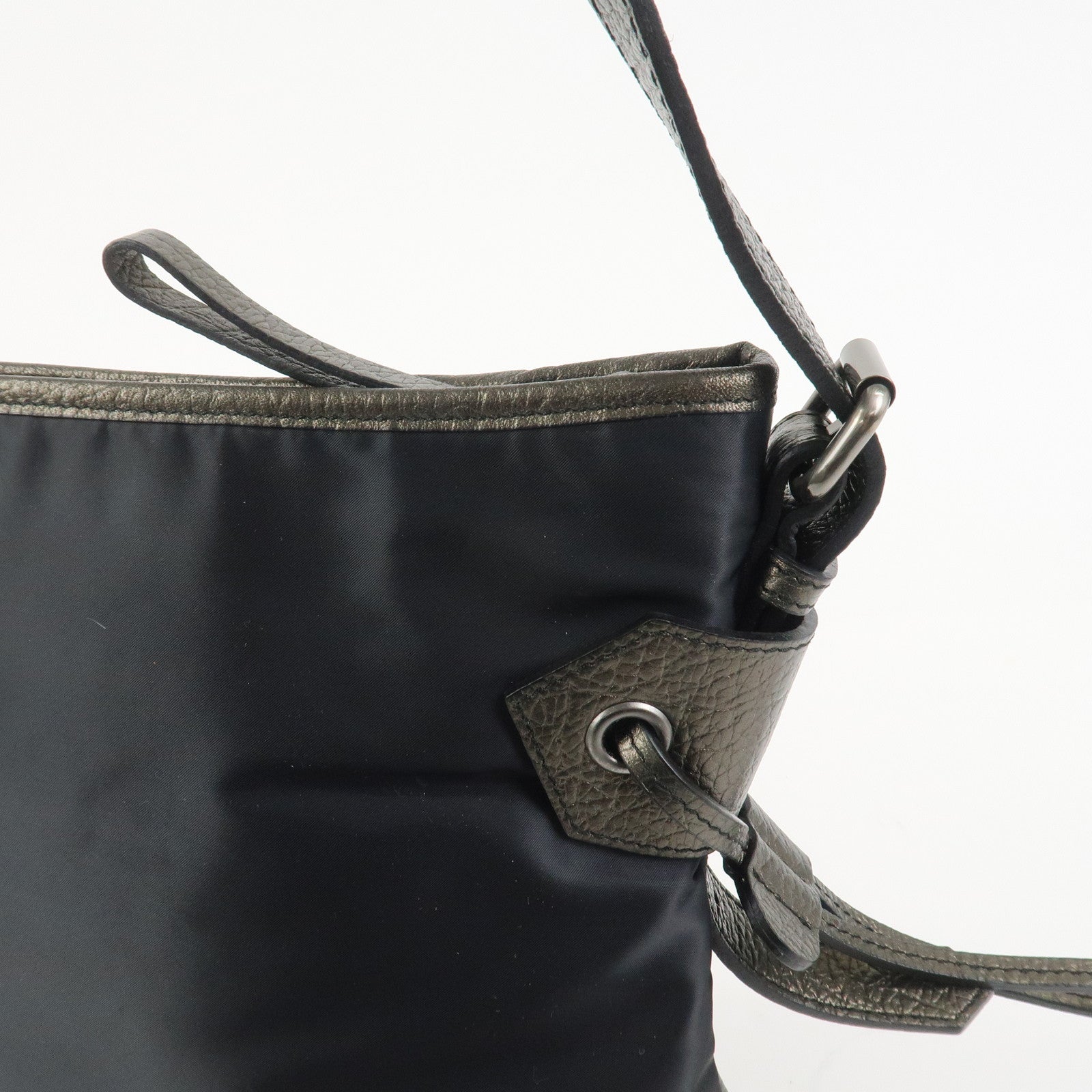 BURBERRY Nylon Leather Shoulder Bag Crossbody Bag Black Bronze