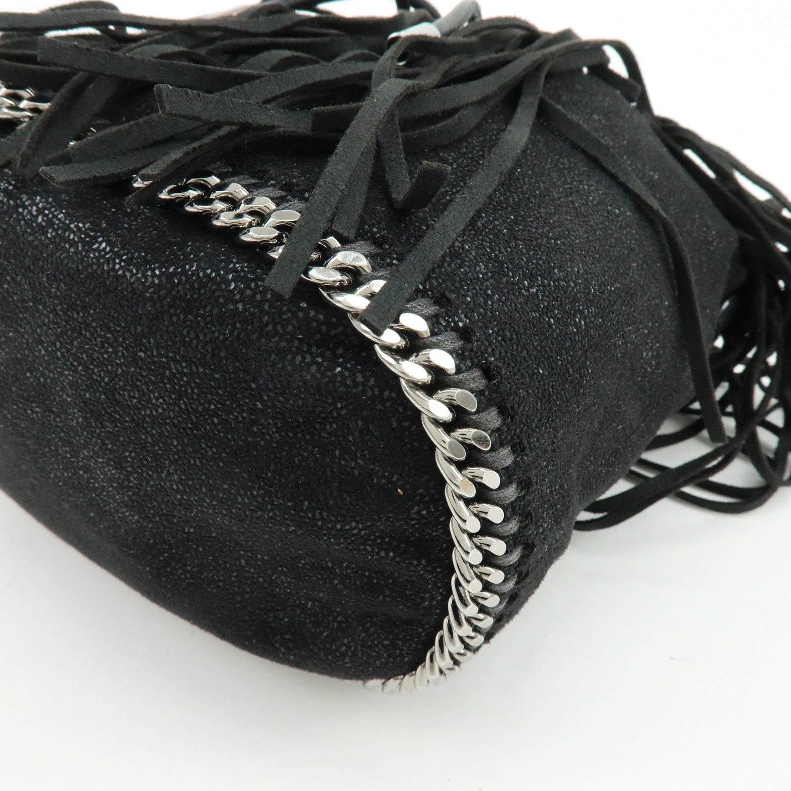 STELLA MCCARTNEY Falabella Fringe Bucket Shoulder Bag Black