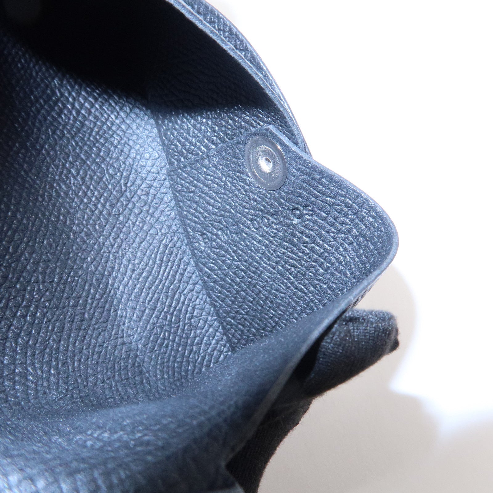 HERMES Epsom Leather CALVI Card Case Noir Black Used