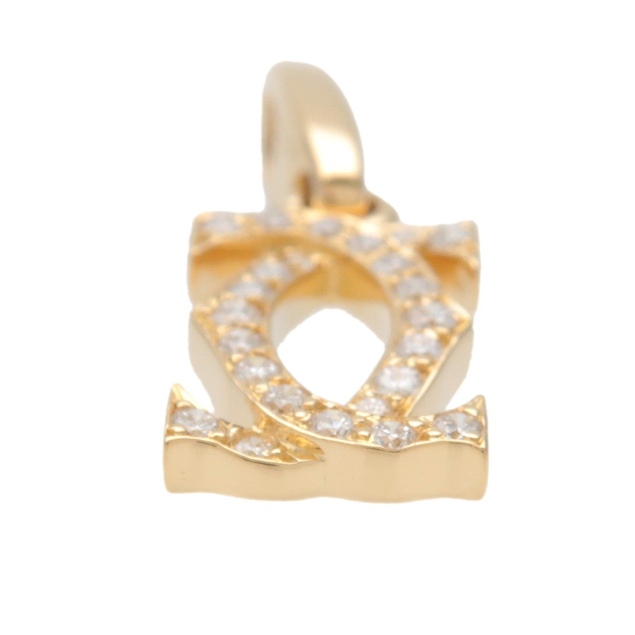 Cartier 2C Diamond Necklace Charm K18YG 750YG Yellow Gold
