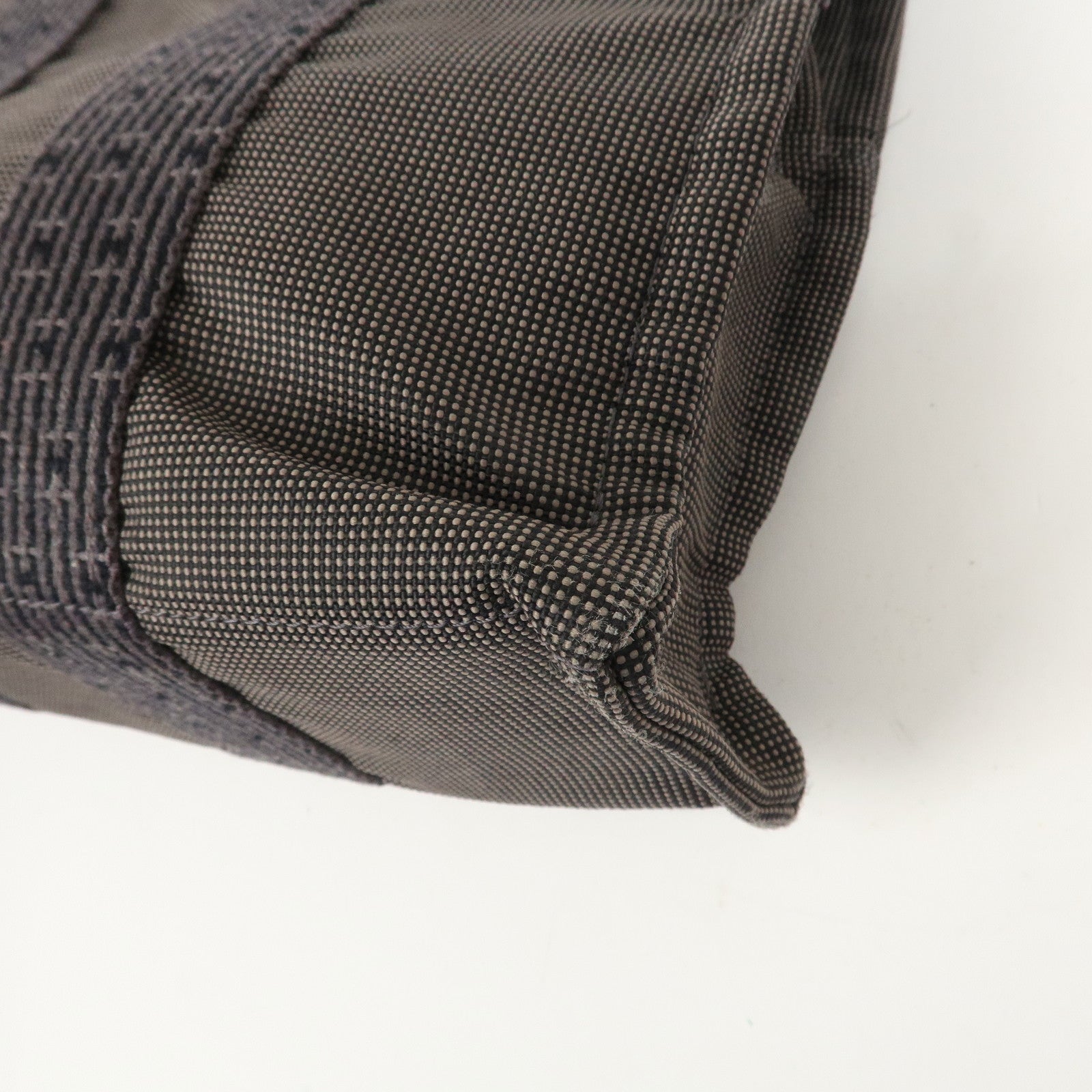 HERMES Herline PM Nylon Canvas Tote Bag Hand Bag Black