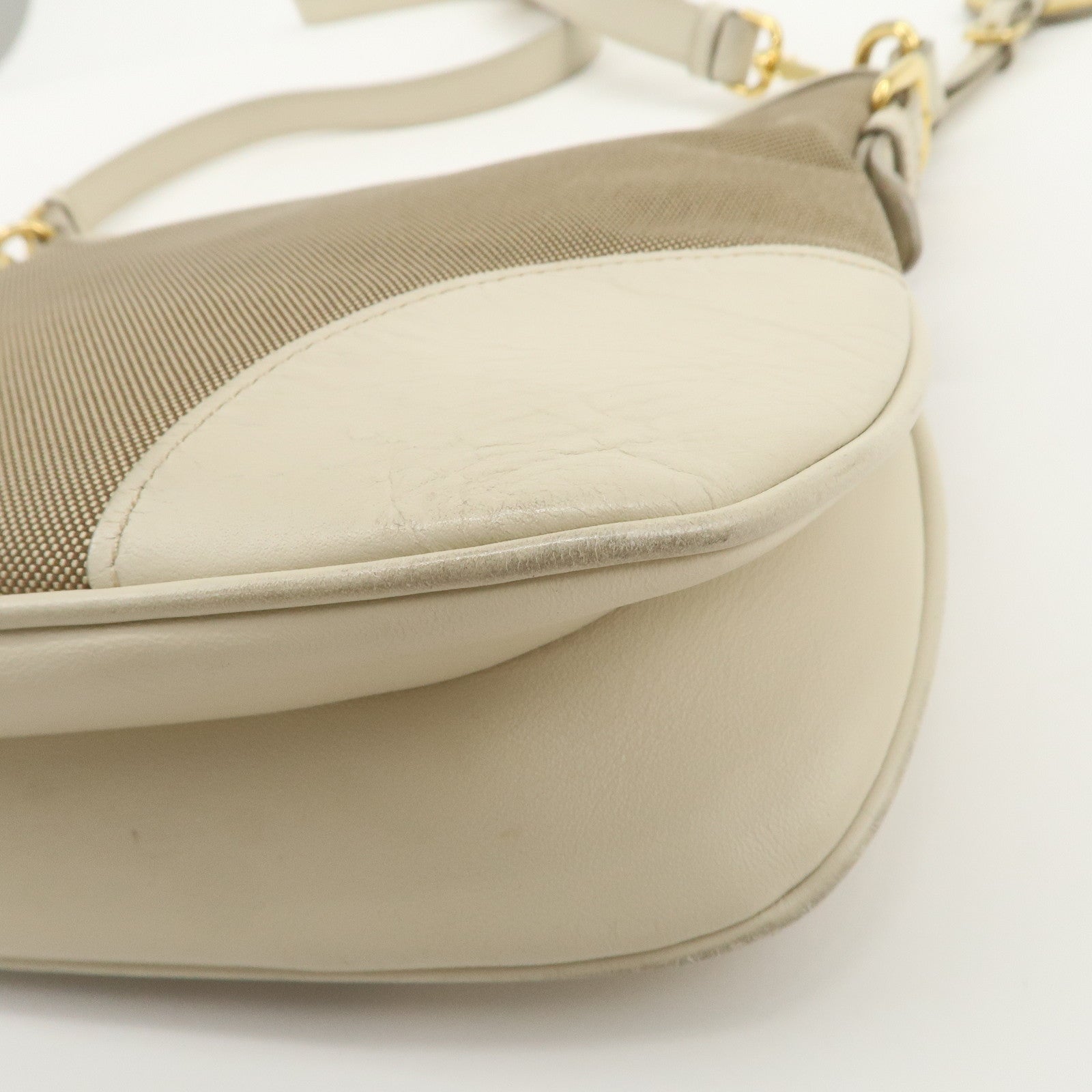 PRADA Logo Jacquard Shoulder Bag Crossbody Bag Beige Ivory BT867A