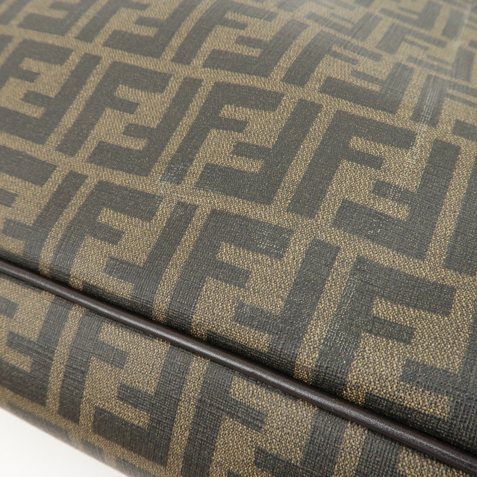 FENDI Zucca PVC Canvas Tote Bag Shoulder Bag Black Brown 7VA271