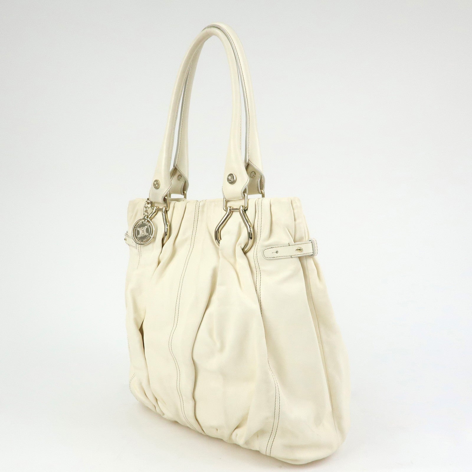 CELINE Leather Pillow Bag Tote Bag Shoulder Bag White