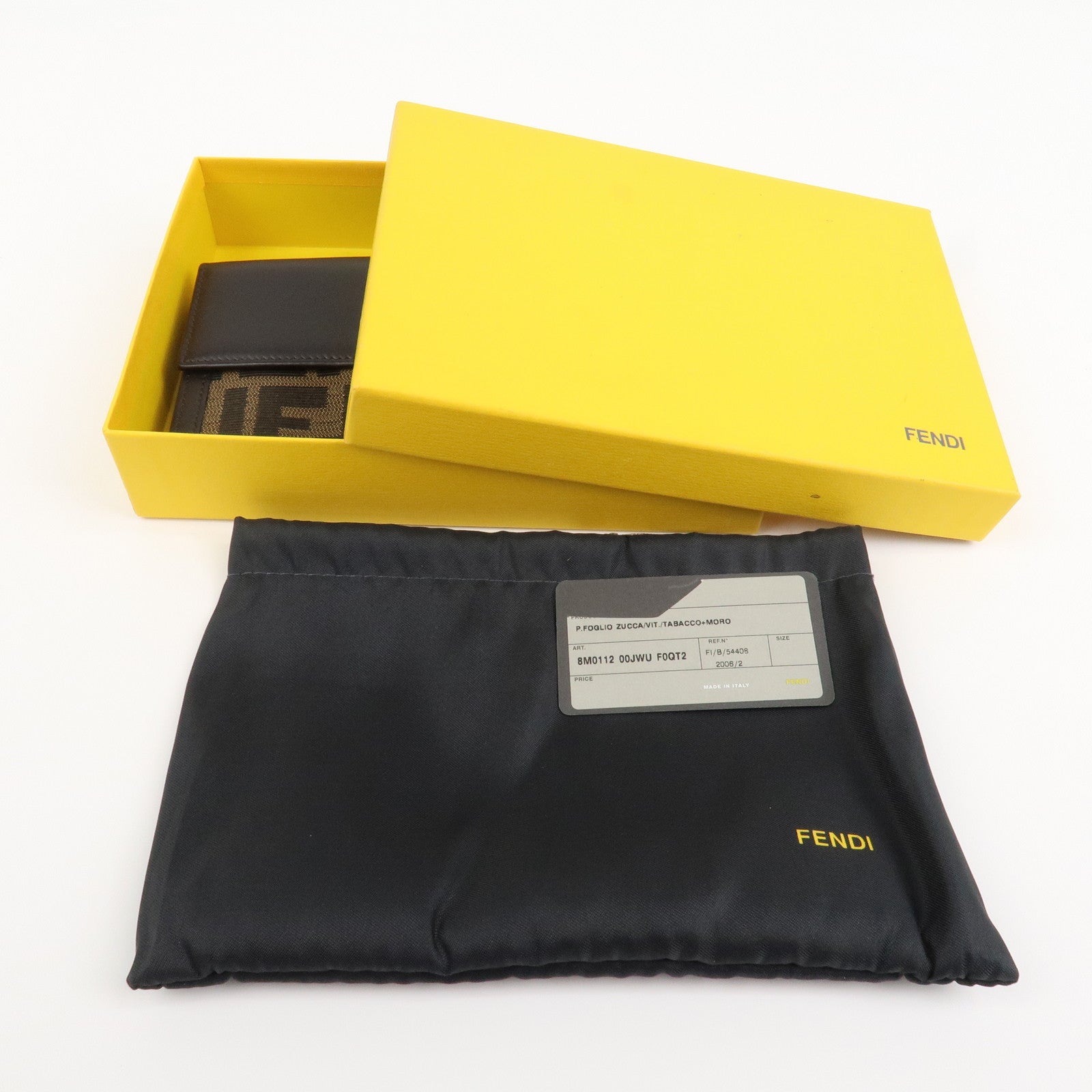 FENDI Canvas Leather Bi-fold Long Wallet Brown 8M0112