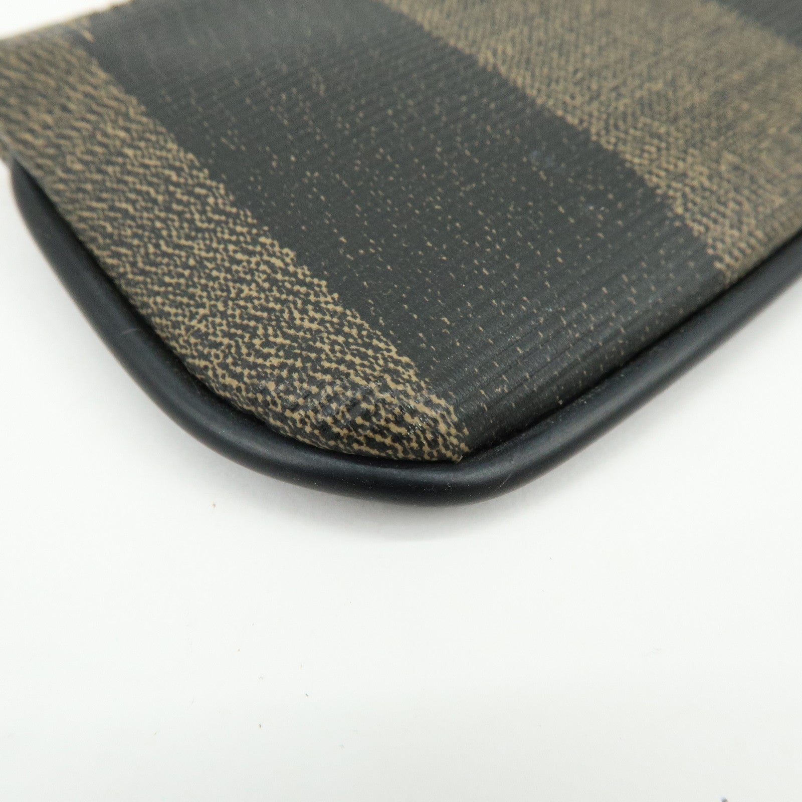 FENDI Pequin PVC Coated Canvas Coin Case Black Beige