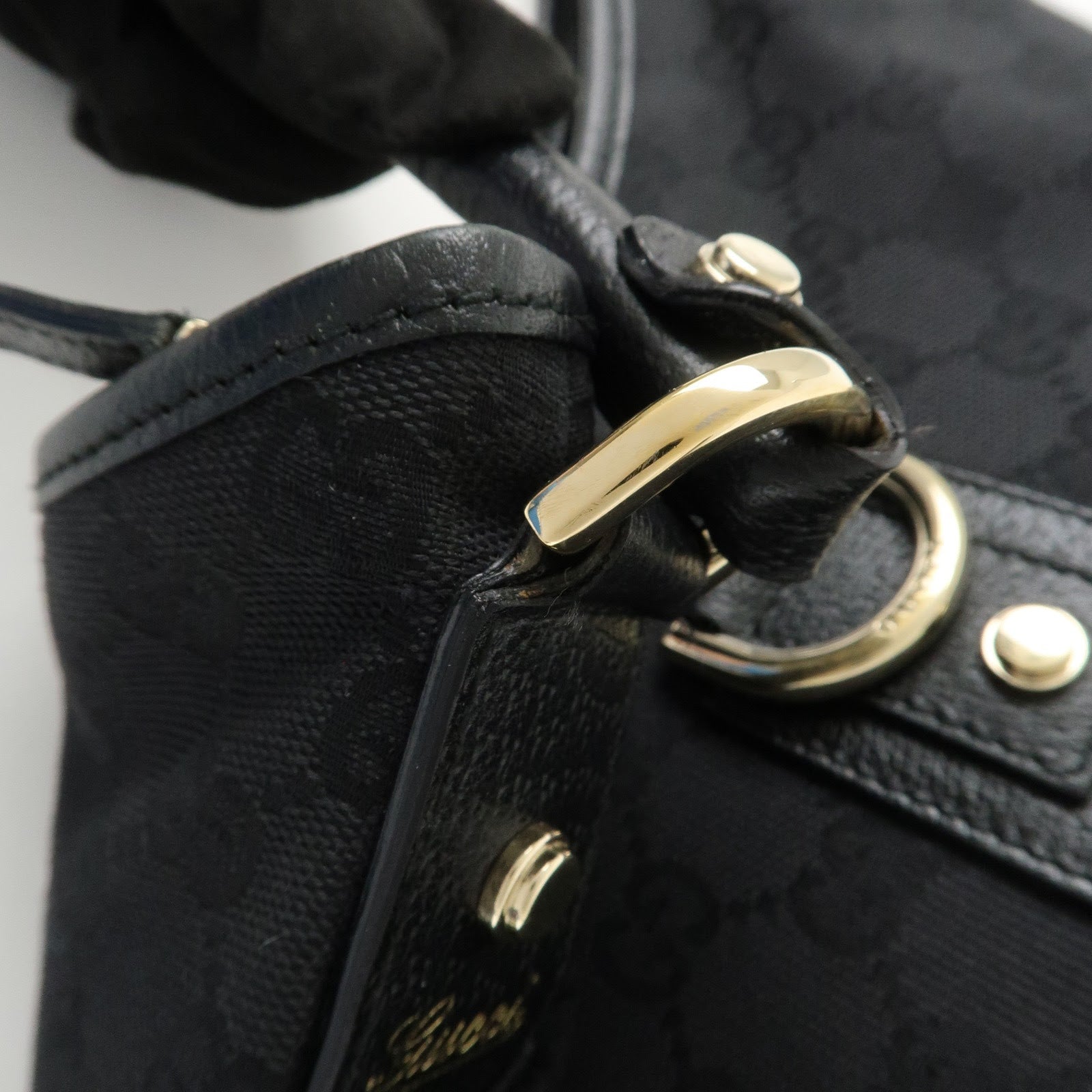 GUCCI Abbey GG Canvas Leather Shoulder Bag Black 130738 Used