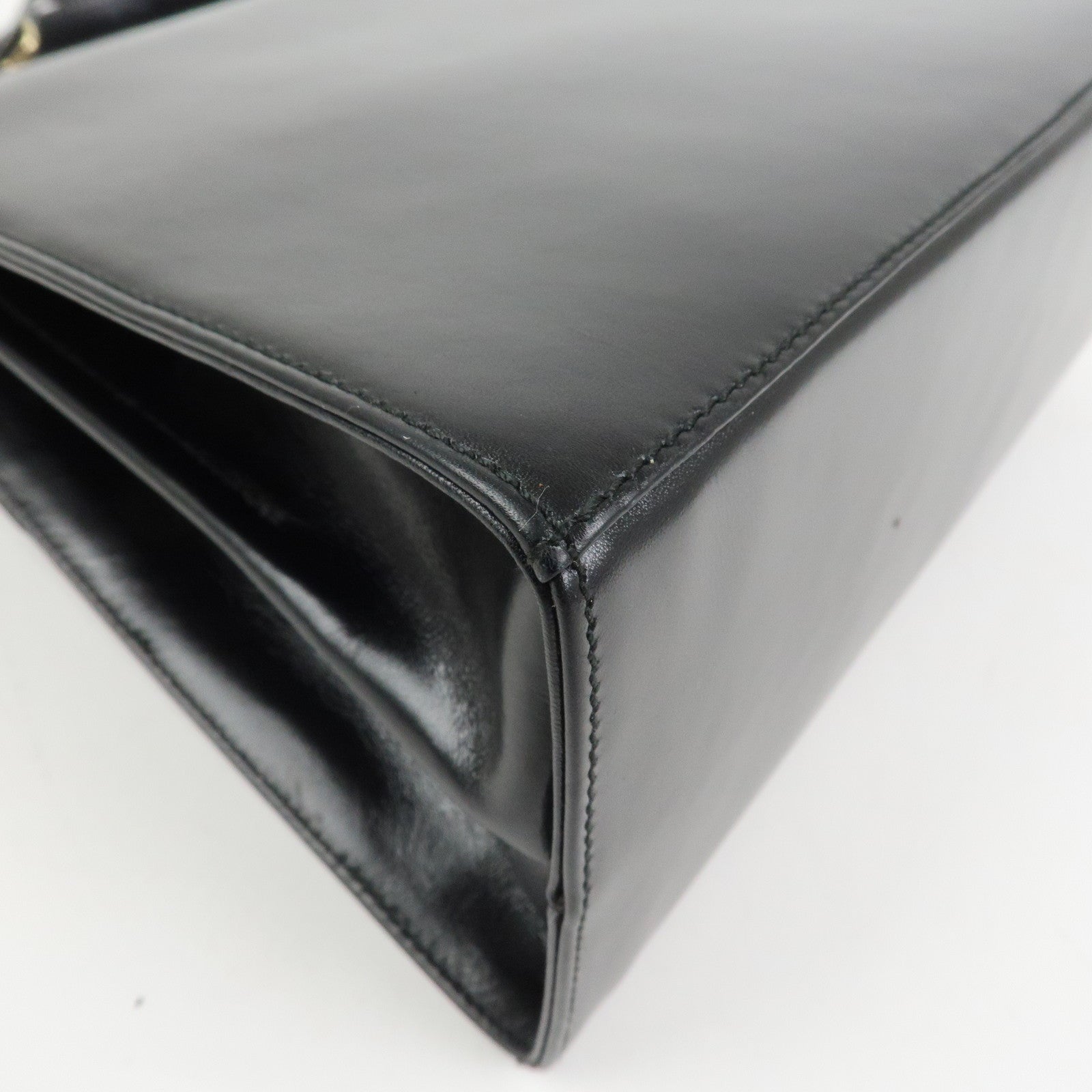 Ferragamo Gancini Logo Leather 2Way Bag Hand Bag Shoulder Bag Black