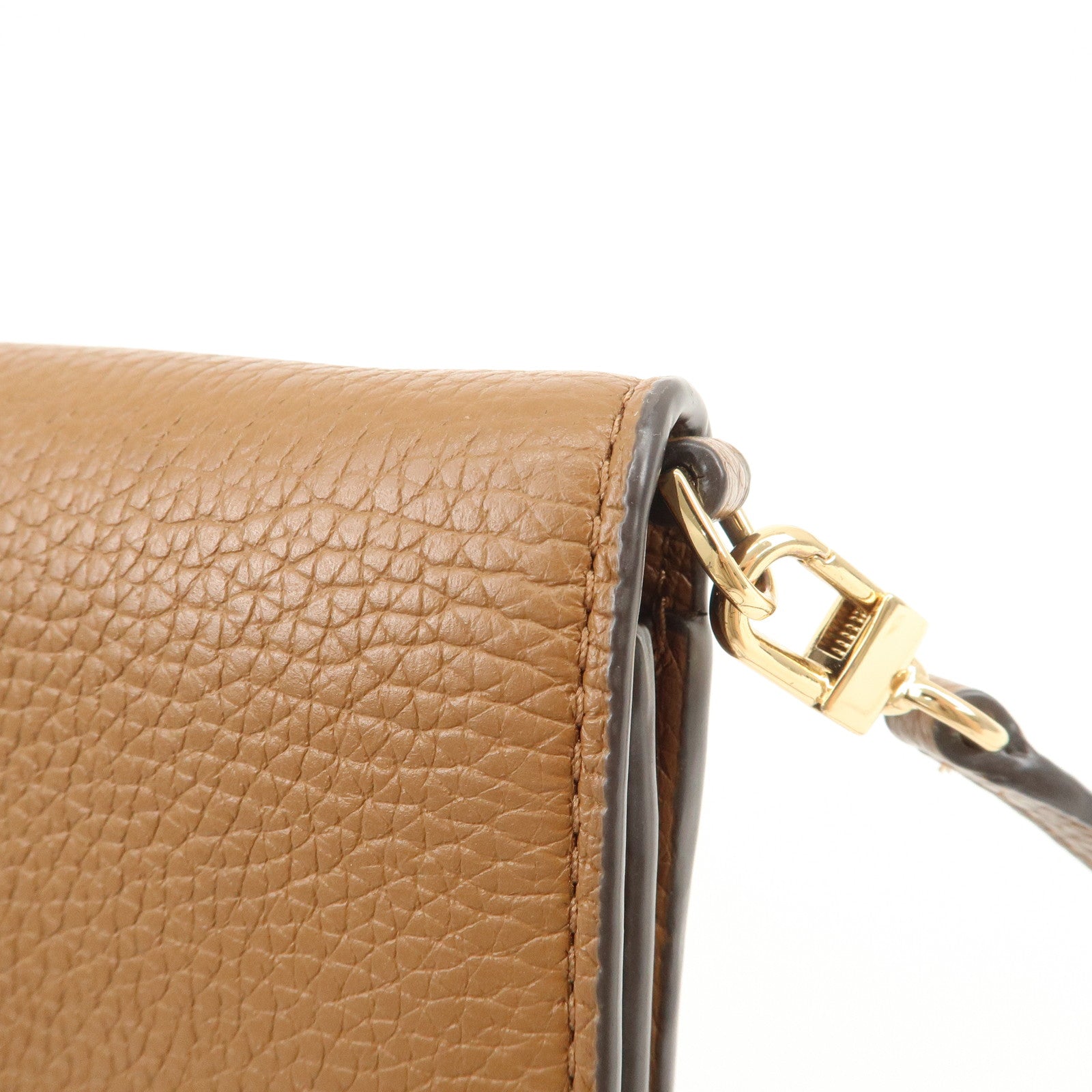 TORY BURCH Leather Shoulder Wallet Brown Used