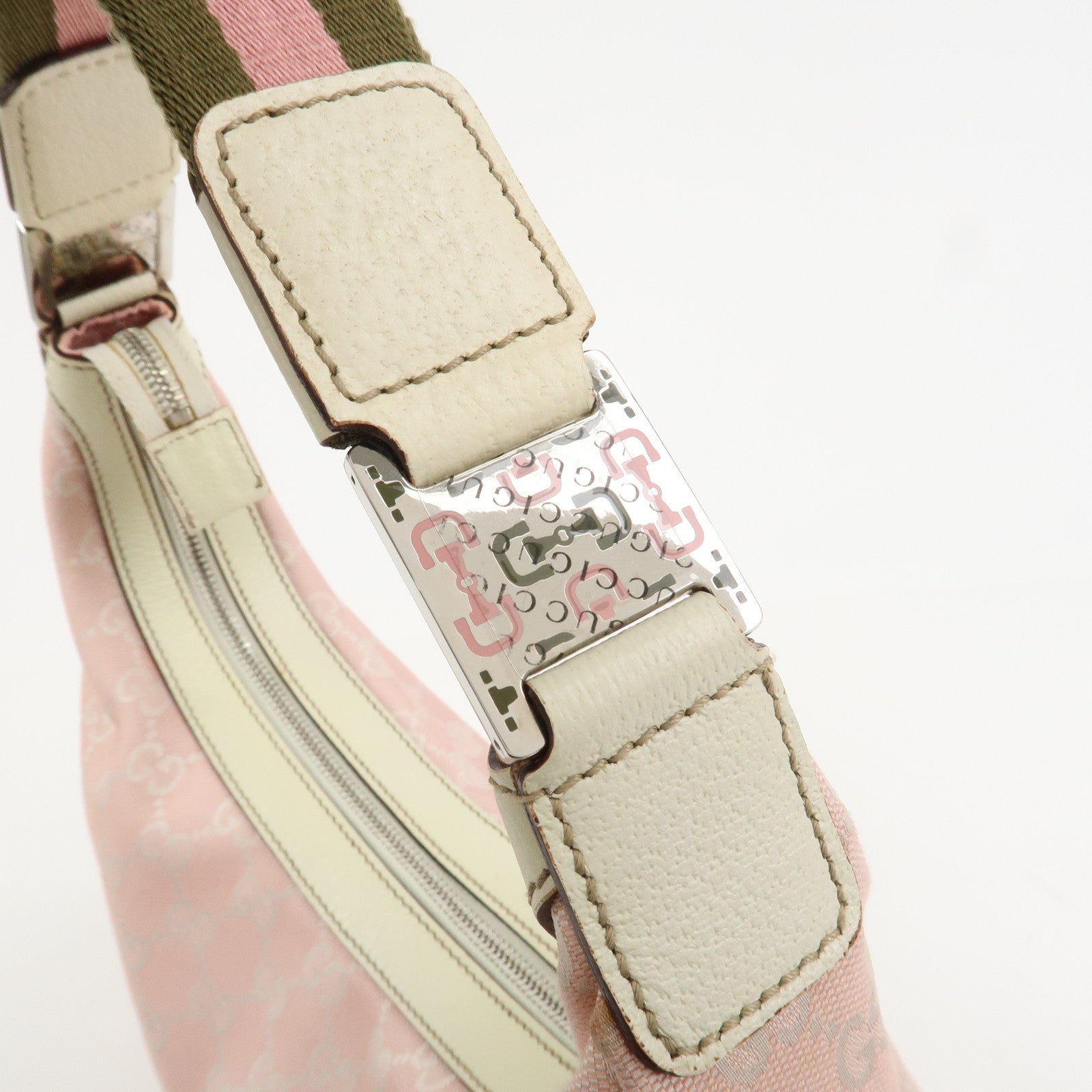 GUCCI Sherry Line GG Canvas Leather Shoulder Bag Pink 145757