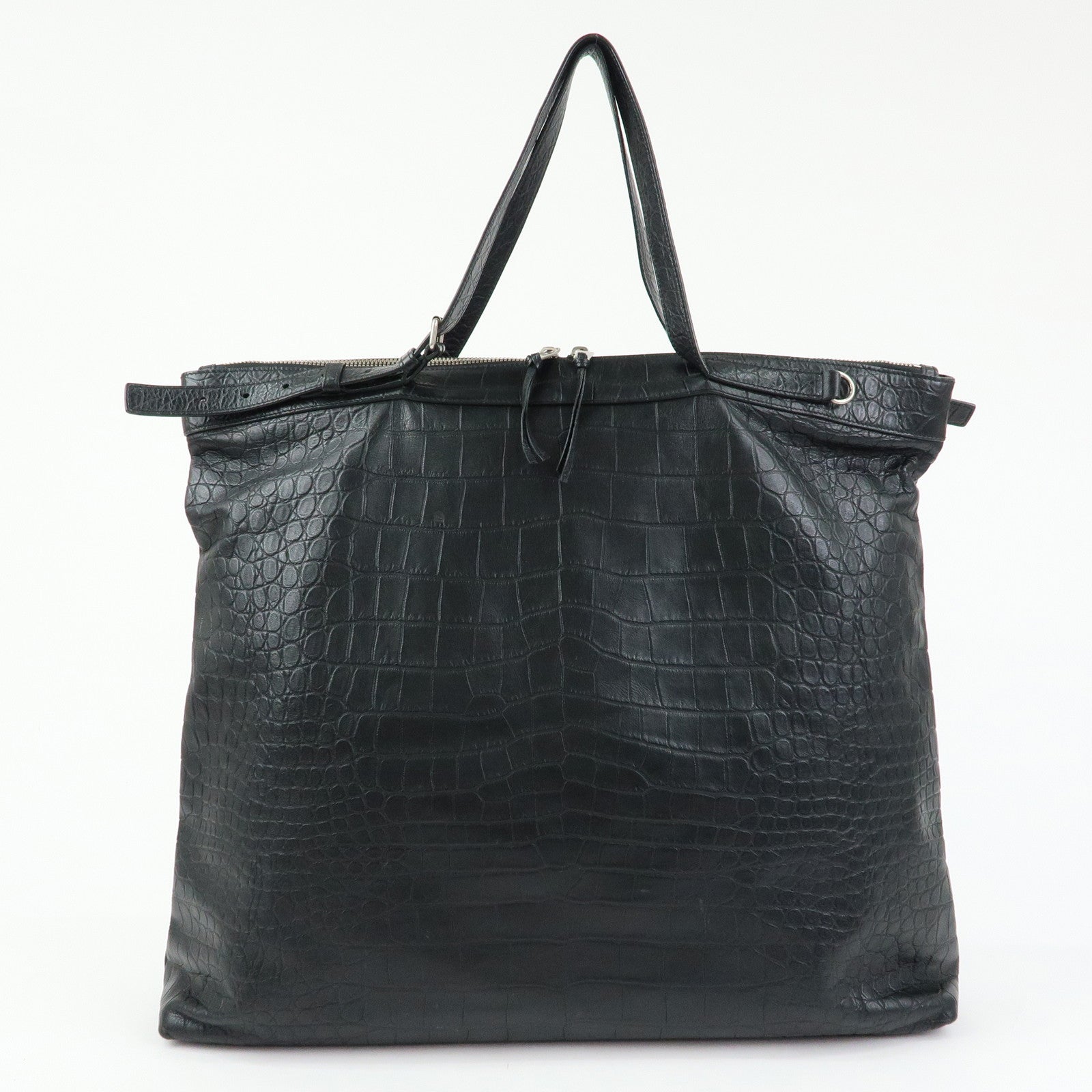 SAINT LAURENT PARIS Embossed Leather 2Way Shoulder Bag Black 504873