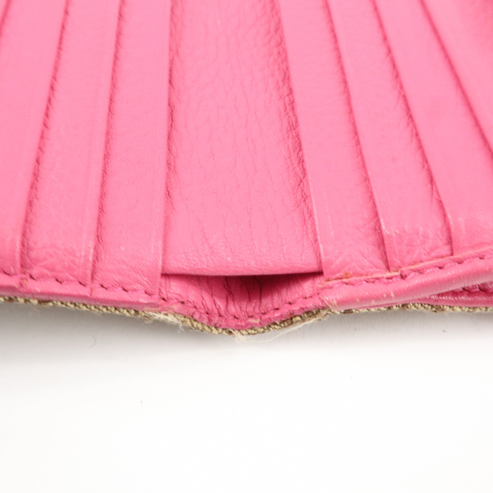 Christian Dior Street Chic Trotter Canvas Leather W Hook Wallet Pink Used