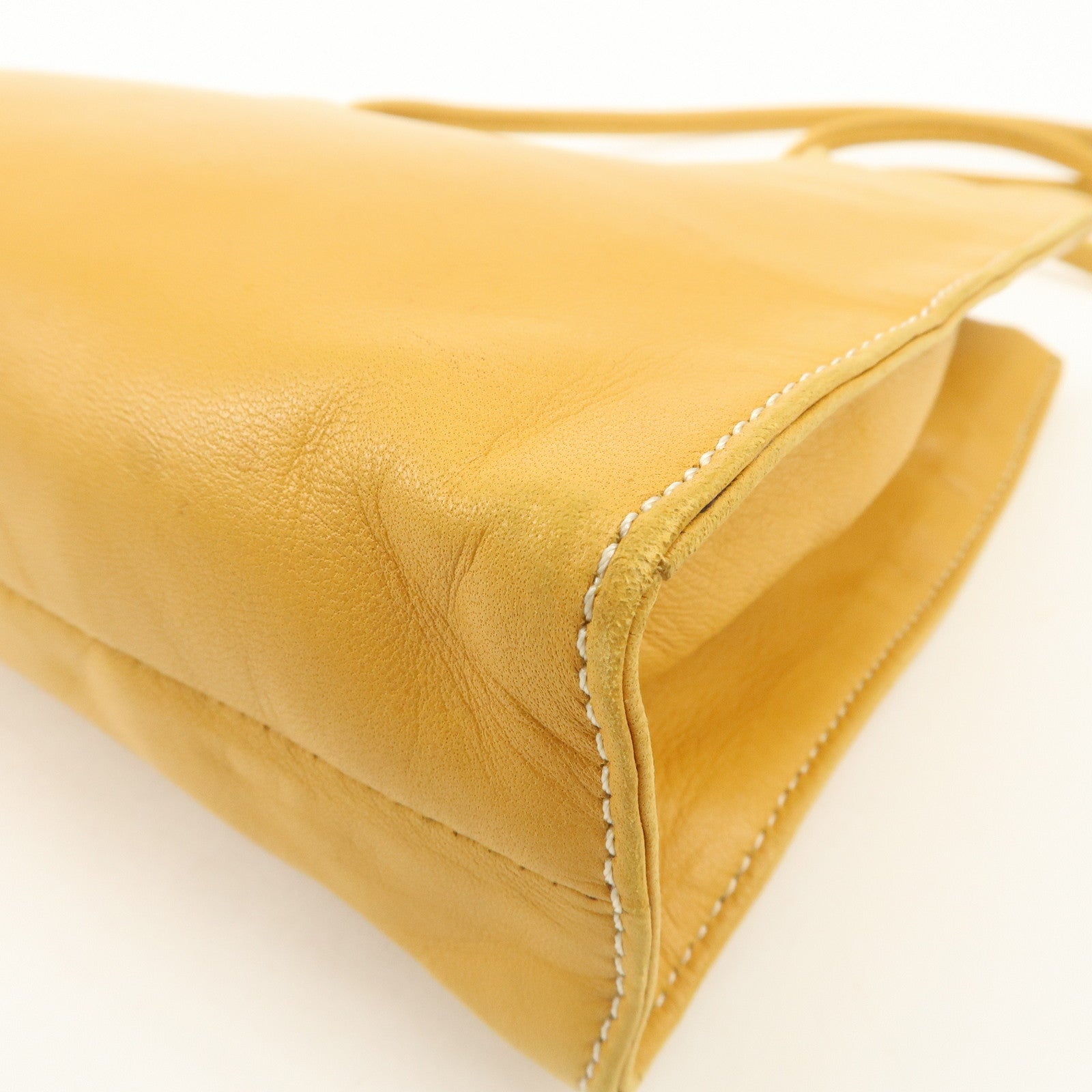 LOEWE Logo Nappa Leather Shoulder Bag Hand Bag Yellow