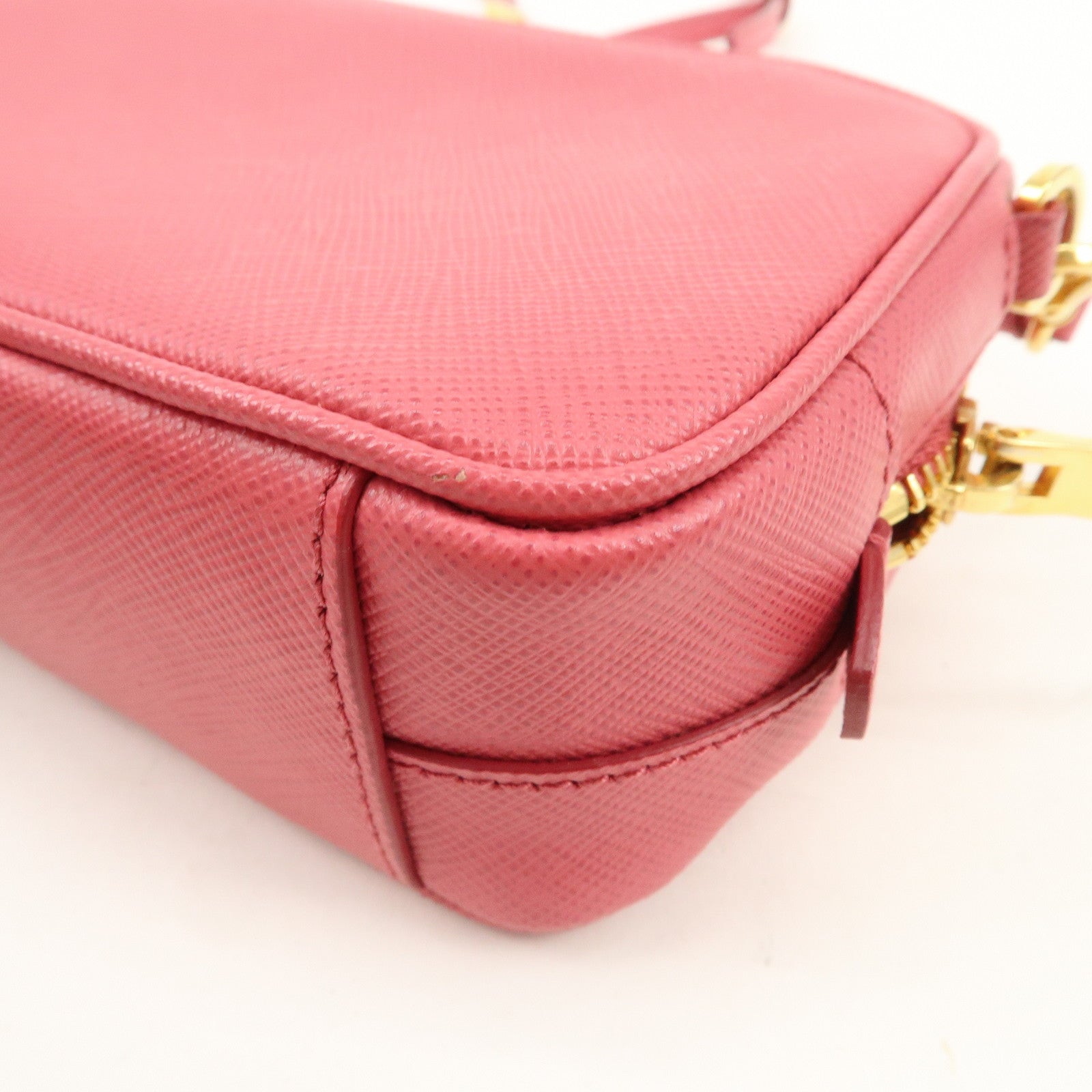 PRADA Saffiano Leather Ribbon Mini Shoulder Bag Camera Bag 1N1674