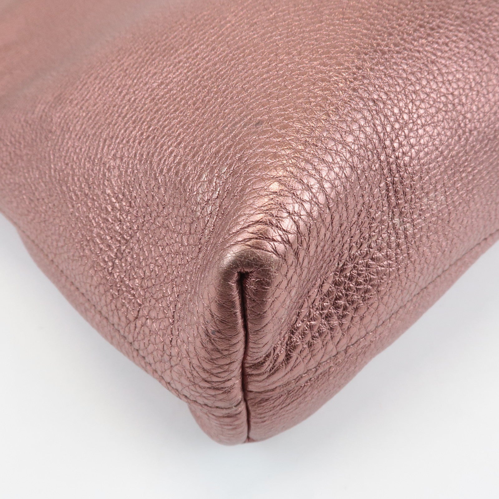 PRADA Leather 2Way Tote Bag Shoulder Bag Metallic Pink BN1713 Used