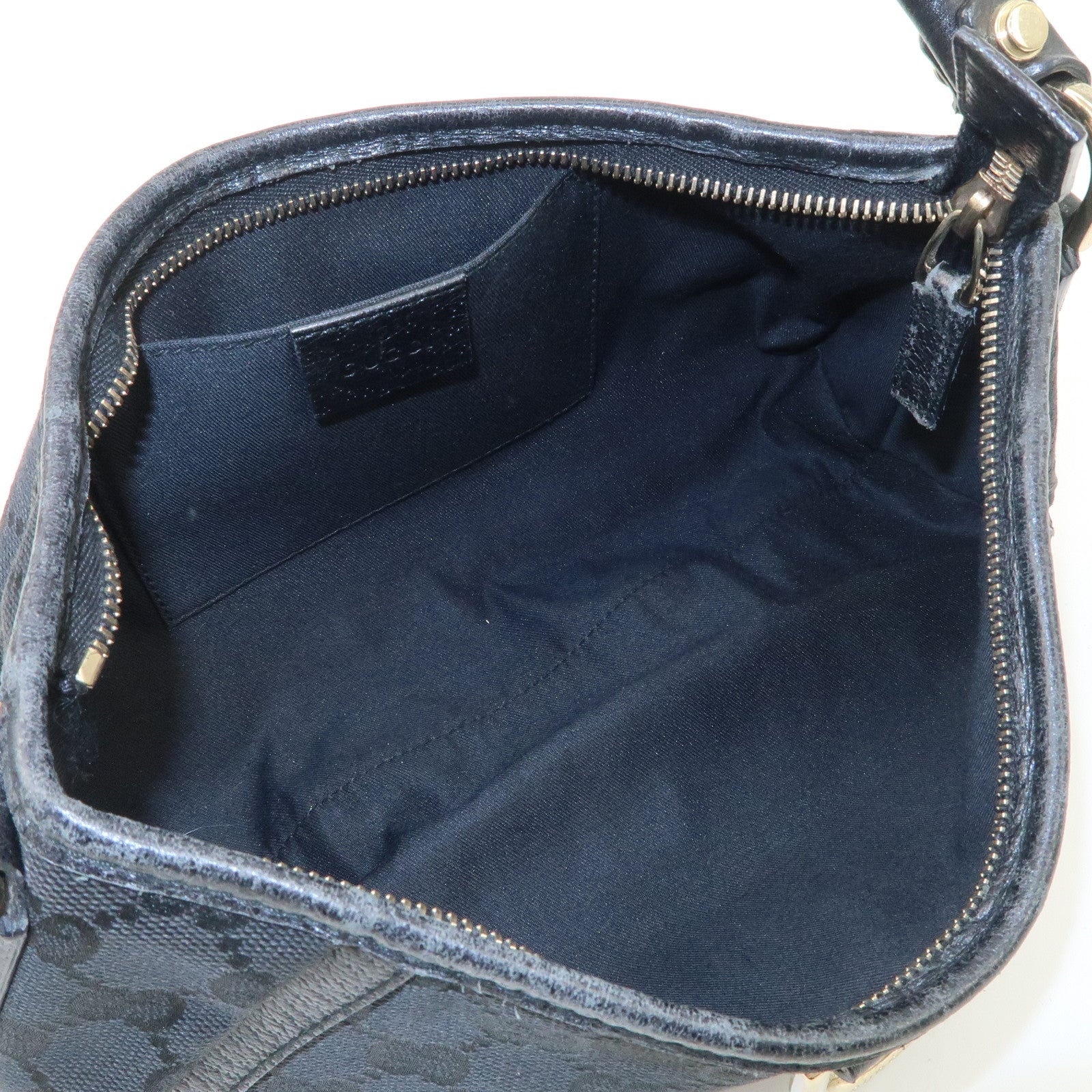 GUCCI Abbey GG Canvas Leather One Shoulder Bag Black Gold Hardware 130939 Used