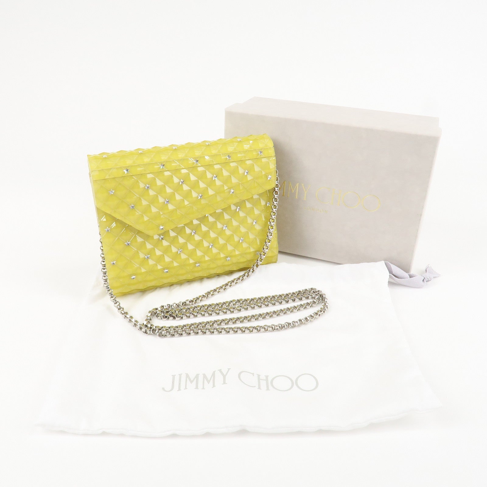 JIMMY CHOO Plastic Candy Clutch Bag Shoulder Bag Star Yellow Used