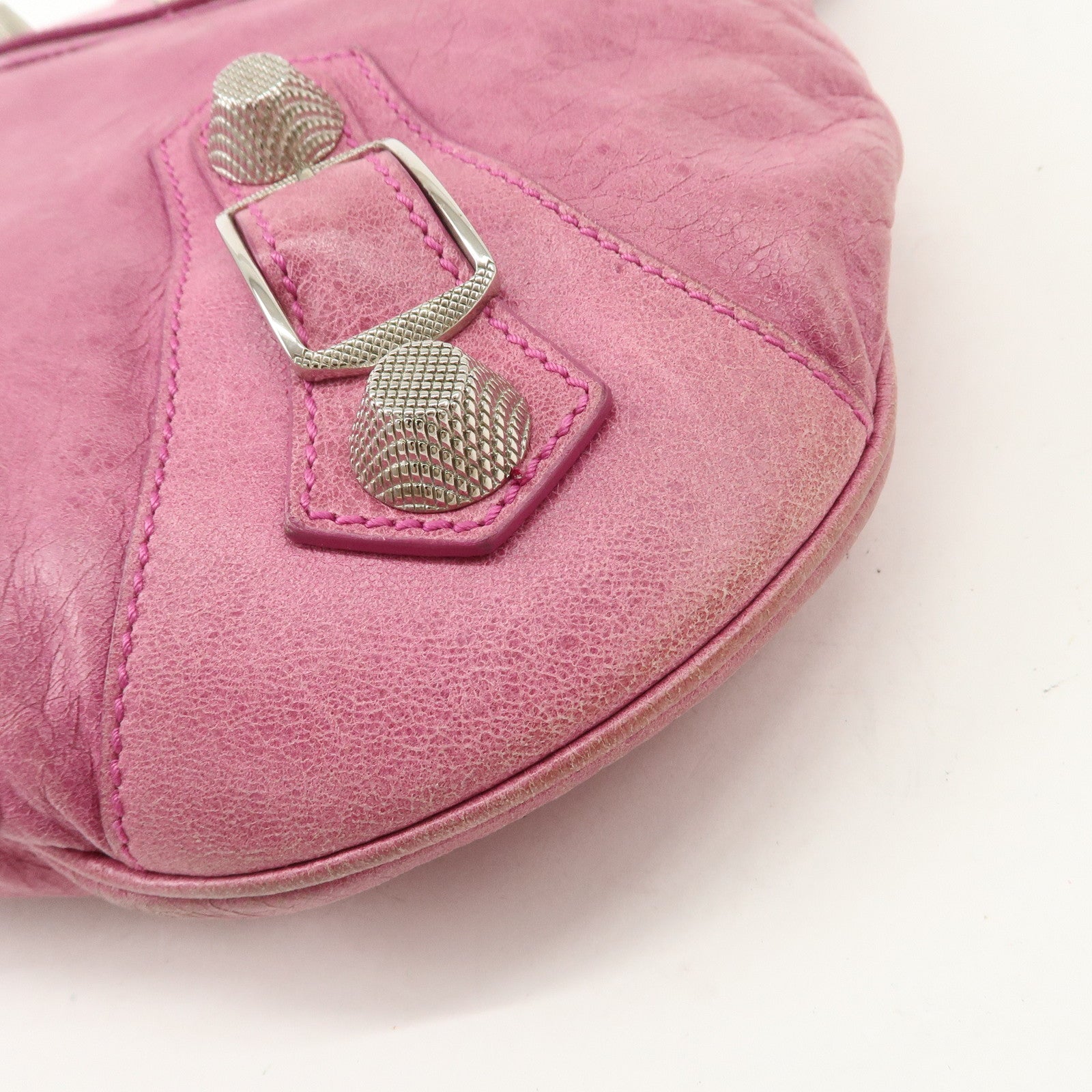 BALENCIAGA The Giant Slim Leather Shoulder Bag Hand Bag Pink 192911 Used
