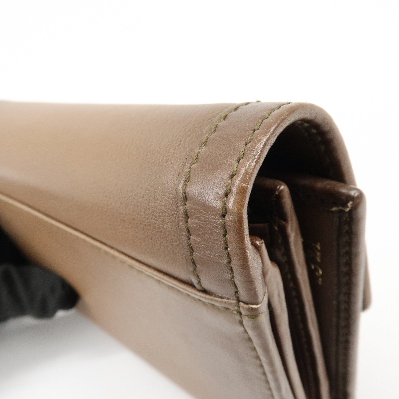 GUCCI Bamboo Leather Bi-fold Compact Wallet Brown 257017