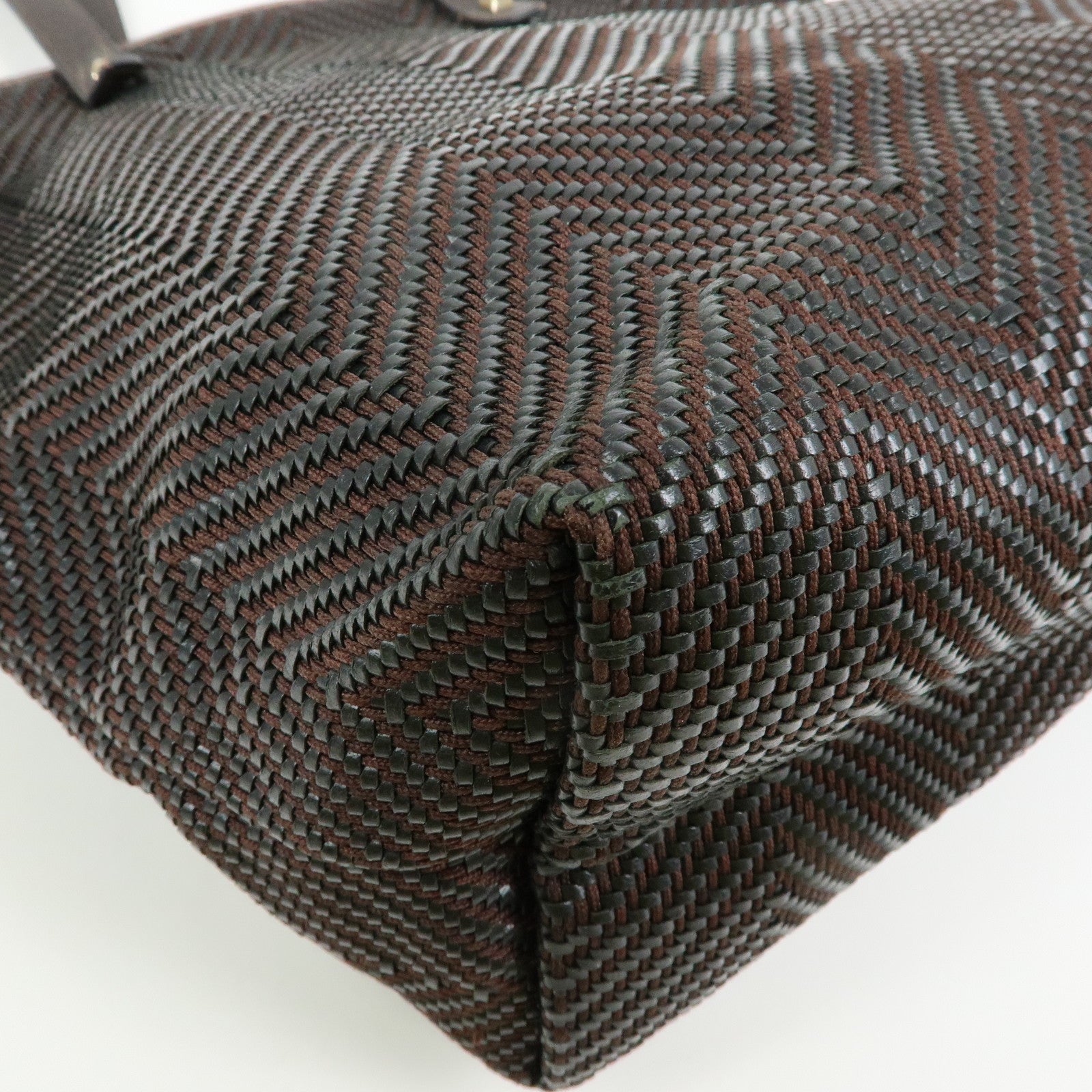 HERMES Amedaba Diago GM Polyester Leather Tote Bag Brown Black