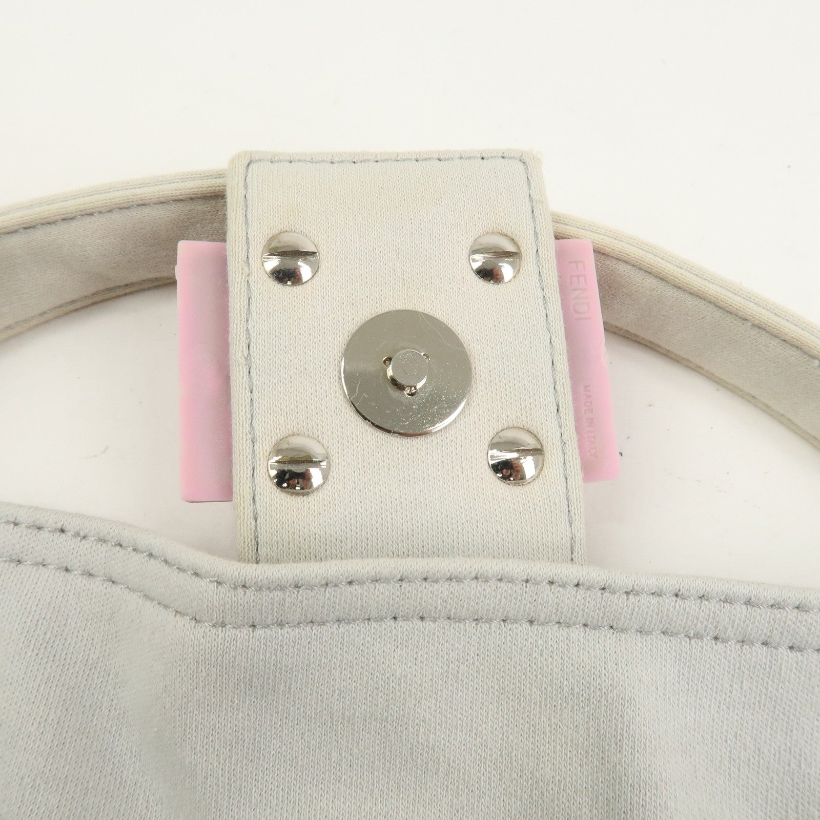 FENDI Mamma Baguette Cotton Shoulder Bag Hand Bag Gray Pink