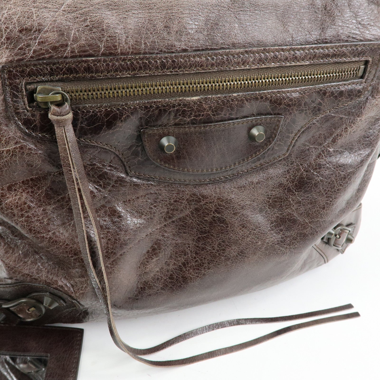 BALENCIAGA The Messenger Leather Shoulder Bag Brown 177289