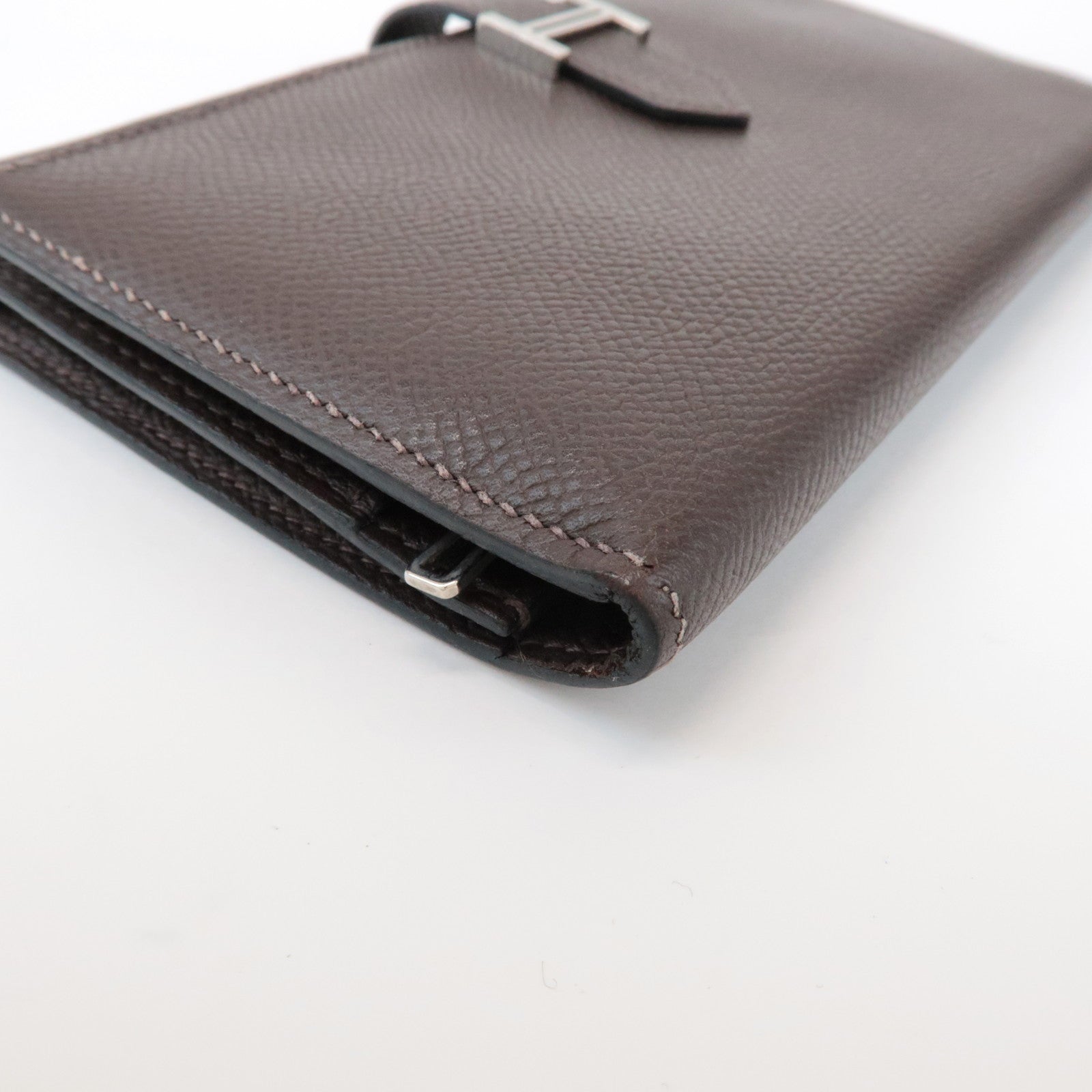 HERMES Veau Epsom Leather Bテゥarn Soufflet Long Wallet Chocolat