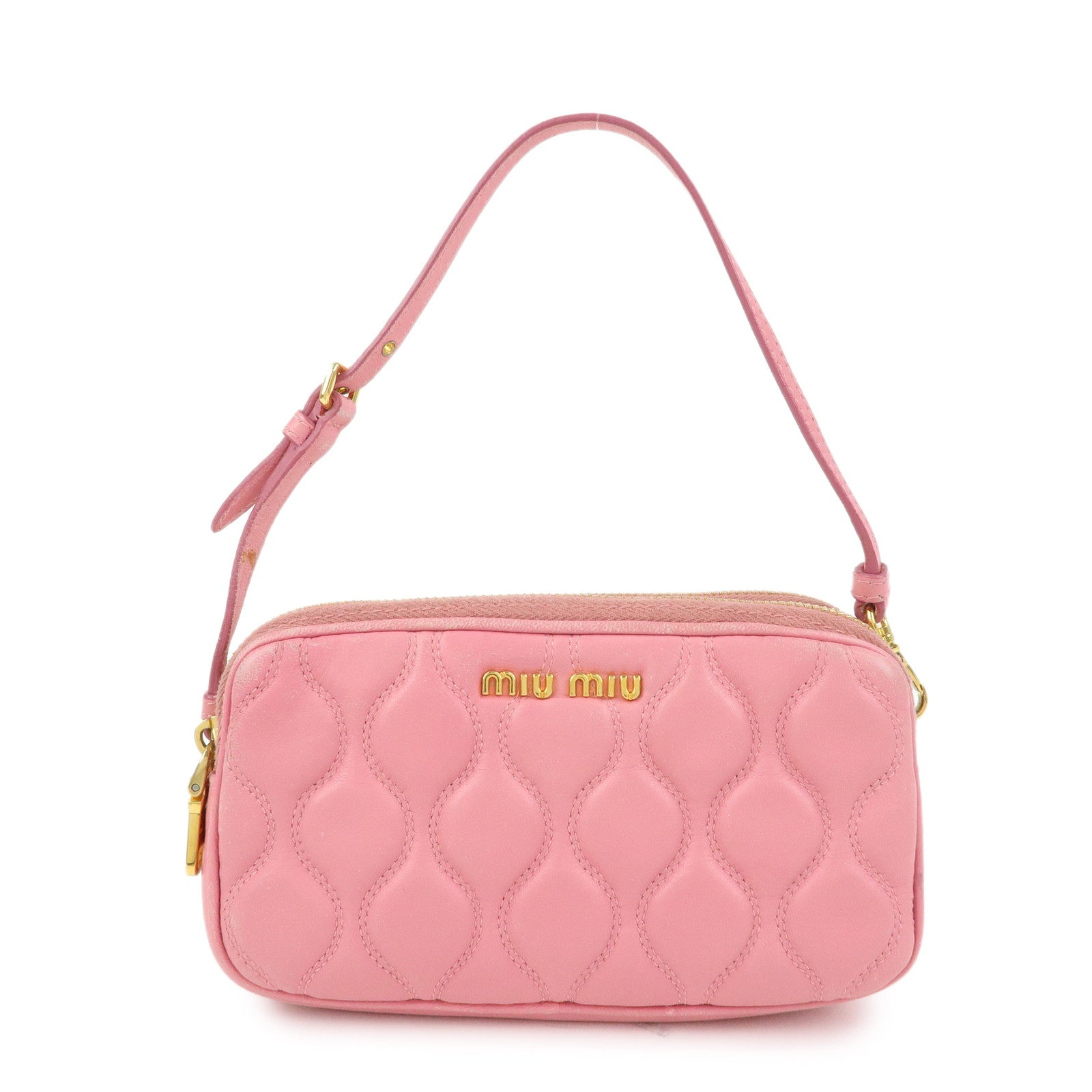 MIU MIU Nappa Leather Hand Bag Accessory Pouch Pink